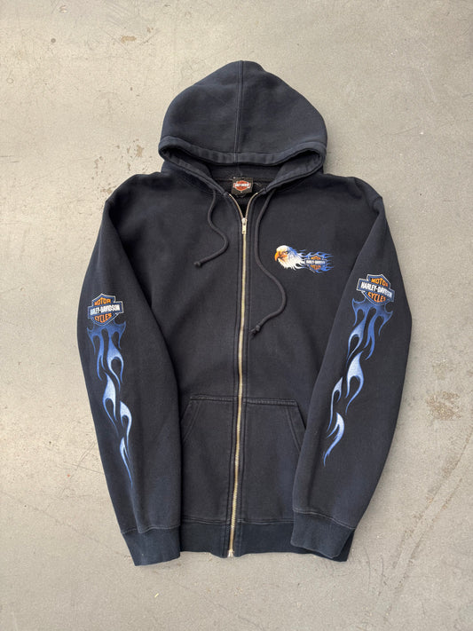 2005 HARLEY-DAVIDSON RENO NEVADA BLUE FLAMES ZIP-UP HOODIE