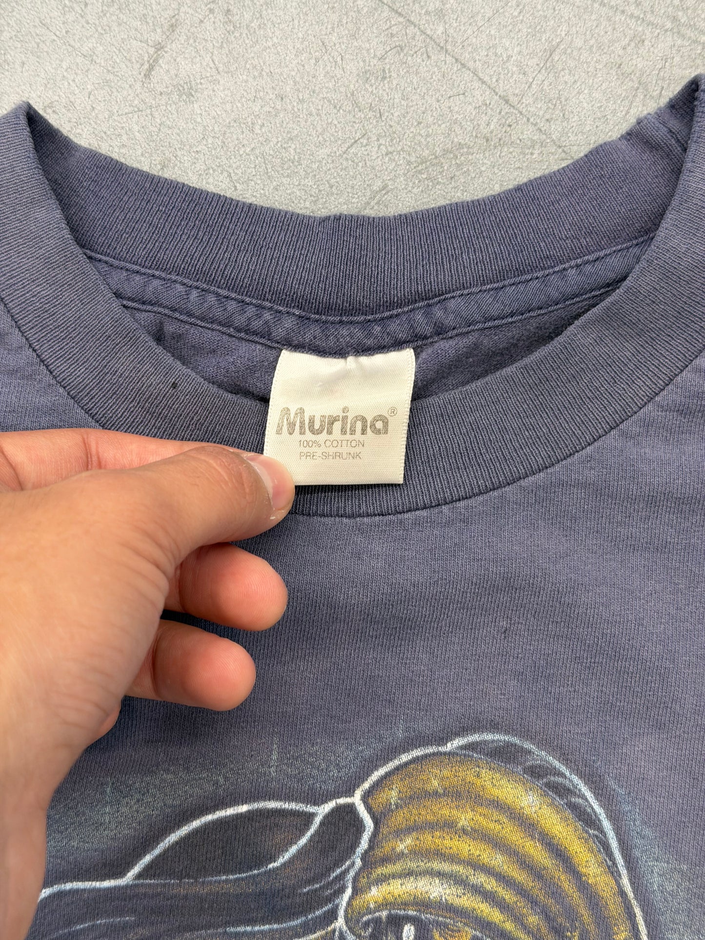 1997 AZTLAN CARTOON GUY AND GIRL THRASHED TEE  (MURINA TAG)