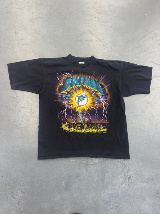 1994 MIAMI DOLPHINS RIDING THE STORM TEE (OFFICAL FAN SPORTSWEAR TAG)