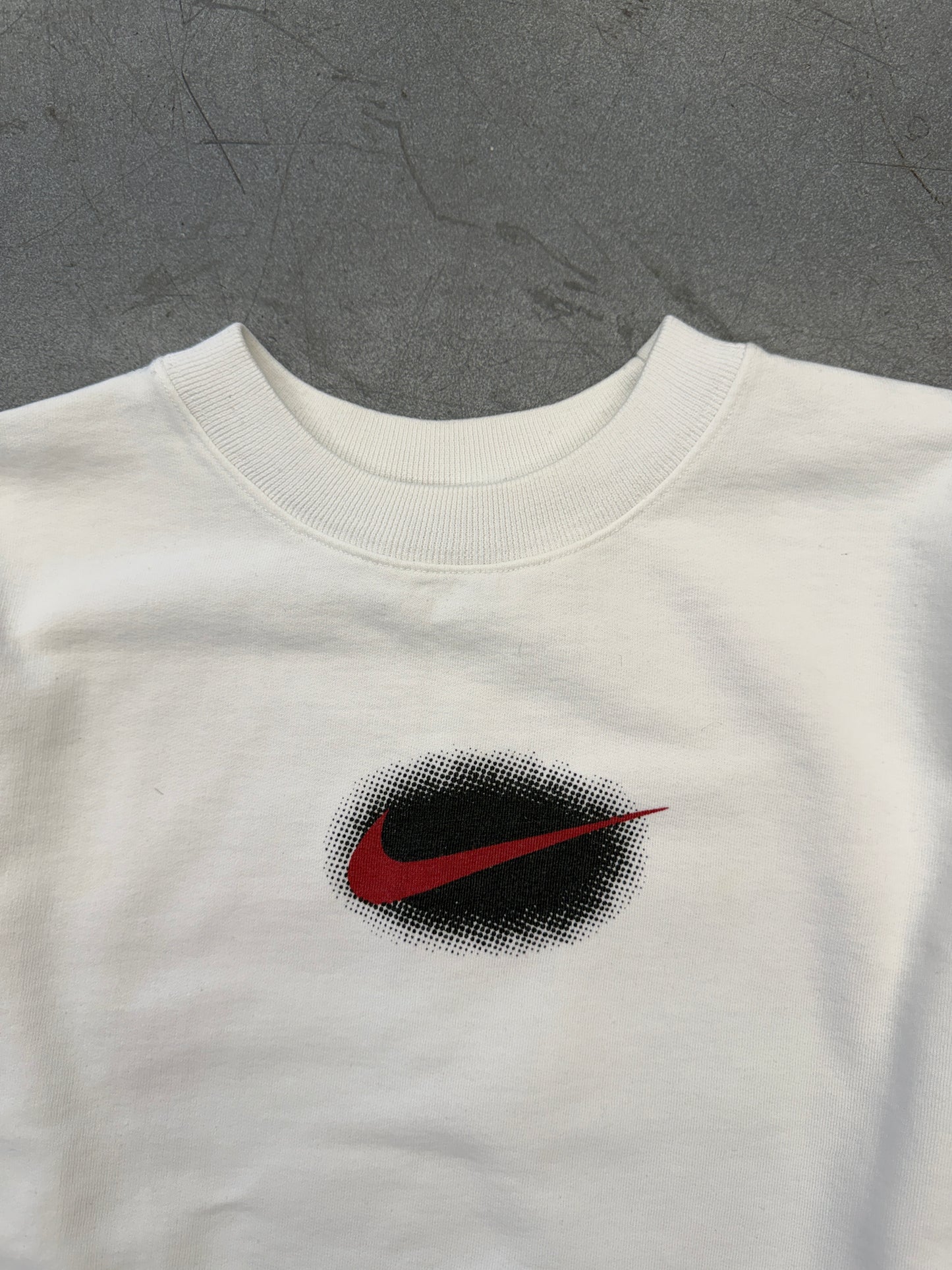 90S NIKE DENNIS RODMAN CENTER SWOOSH CREWNECK - WHITE/RED