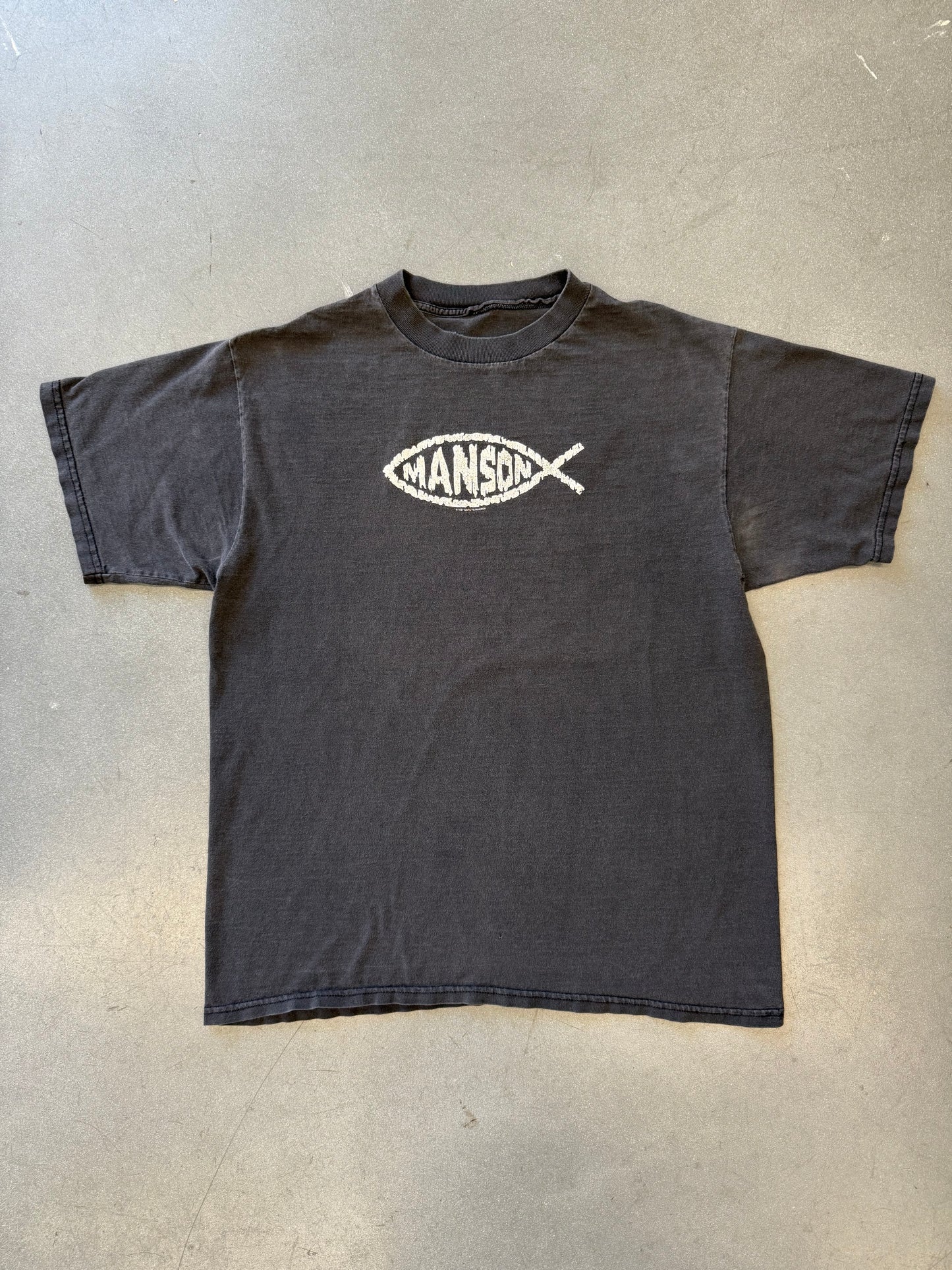 1997 MARILYN MANSON JESUS FISH TEE (PULLED TAG)