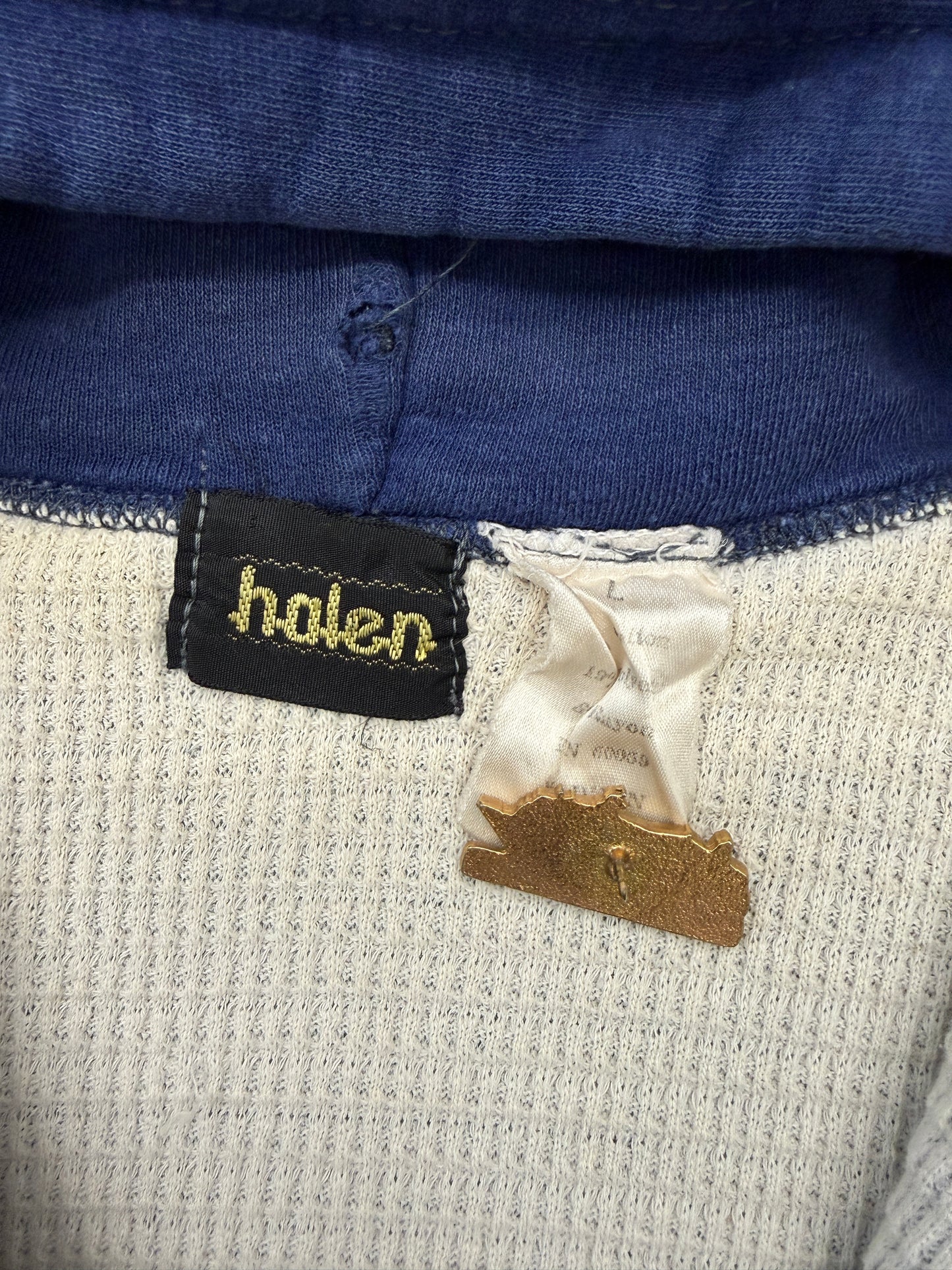 80S WAFLLE THERMAL LINED ZIP UP BLANK HOODIE (HALEN TAG)