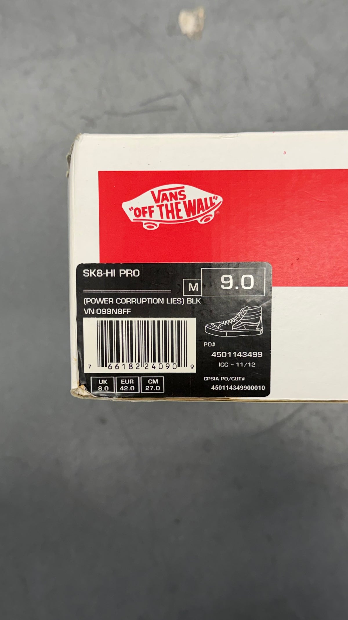 2013 VANS SK8-HI SUPREME POWER CORRUPTION LIES