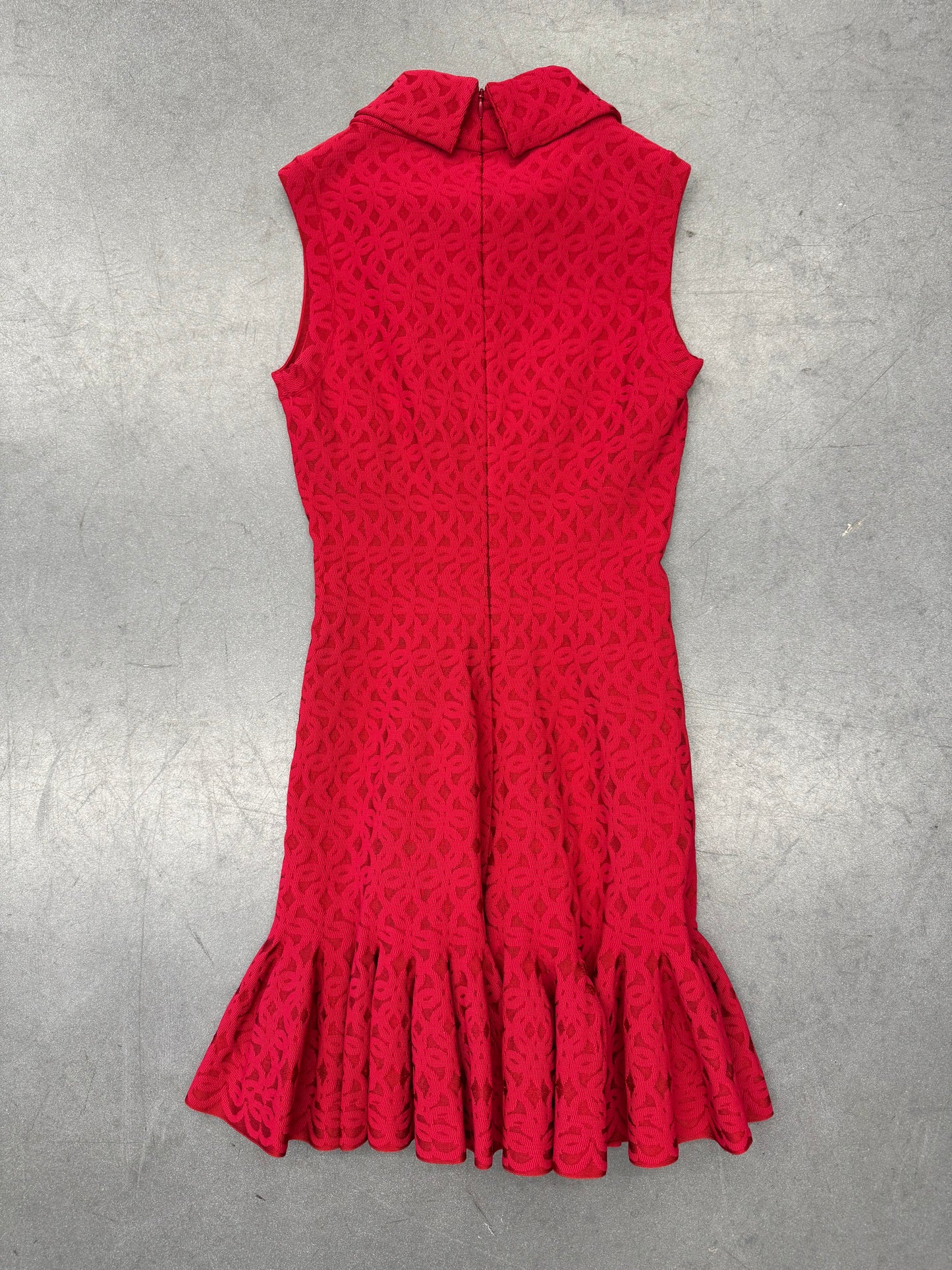 ALAIA JACQUARD SLEEVELESS DRESS - RED