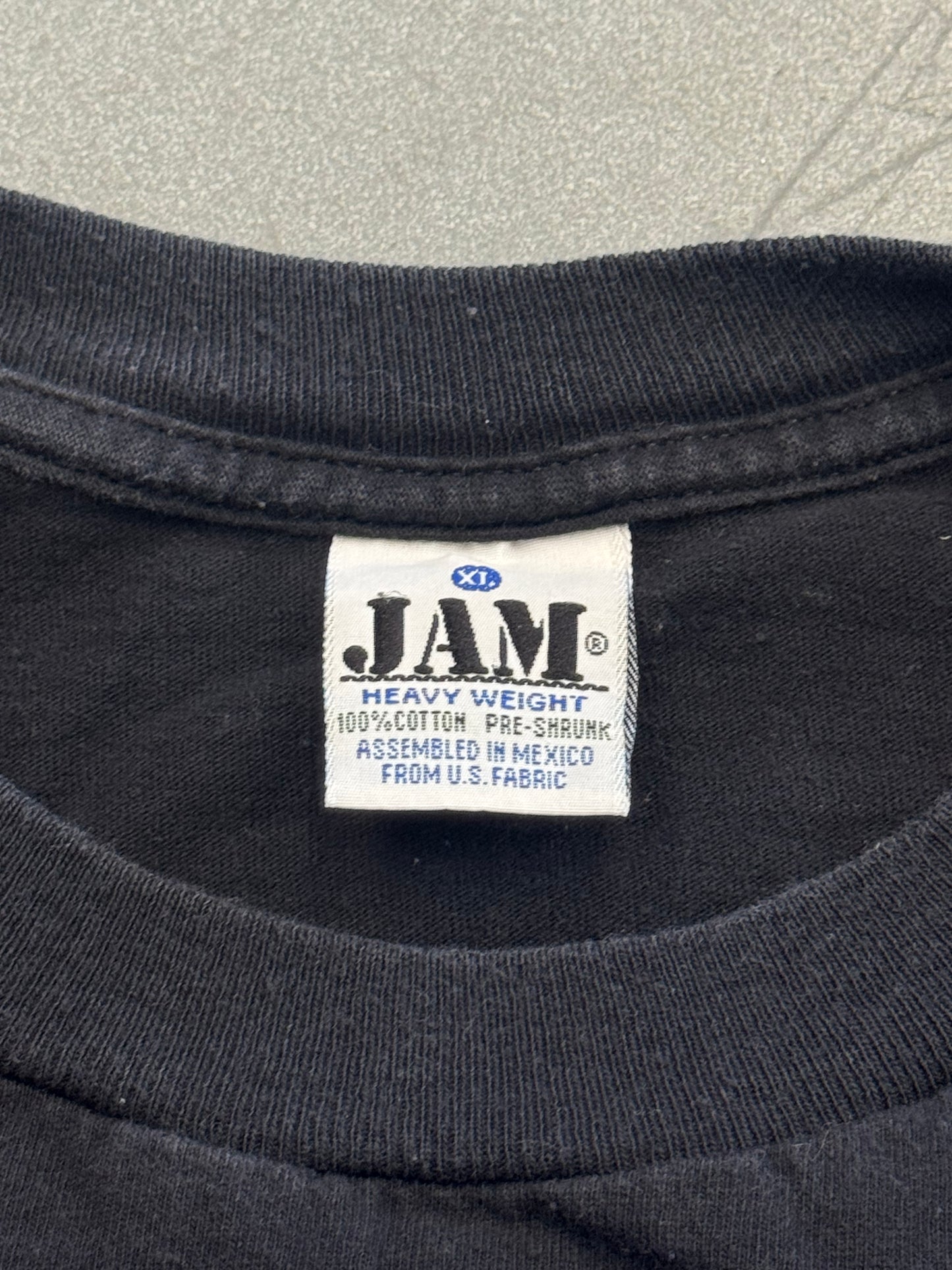 1998 THE UNDERTAKER WWF R.I.P TOMBSTONE BLUE PRINT TEE (JAM TAG)