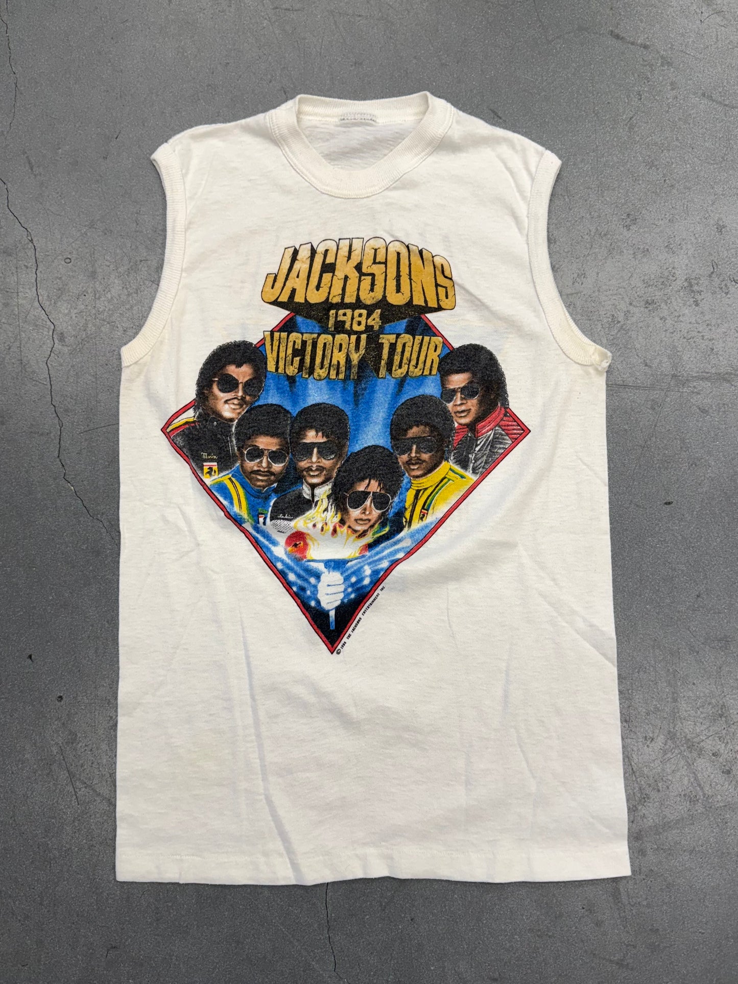 1984 MICHAEL JACKSON THE JACKSONS VICTORY TOUR CUT-OFF TEE (CHOPPED NECK)