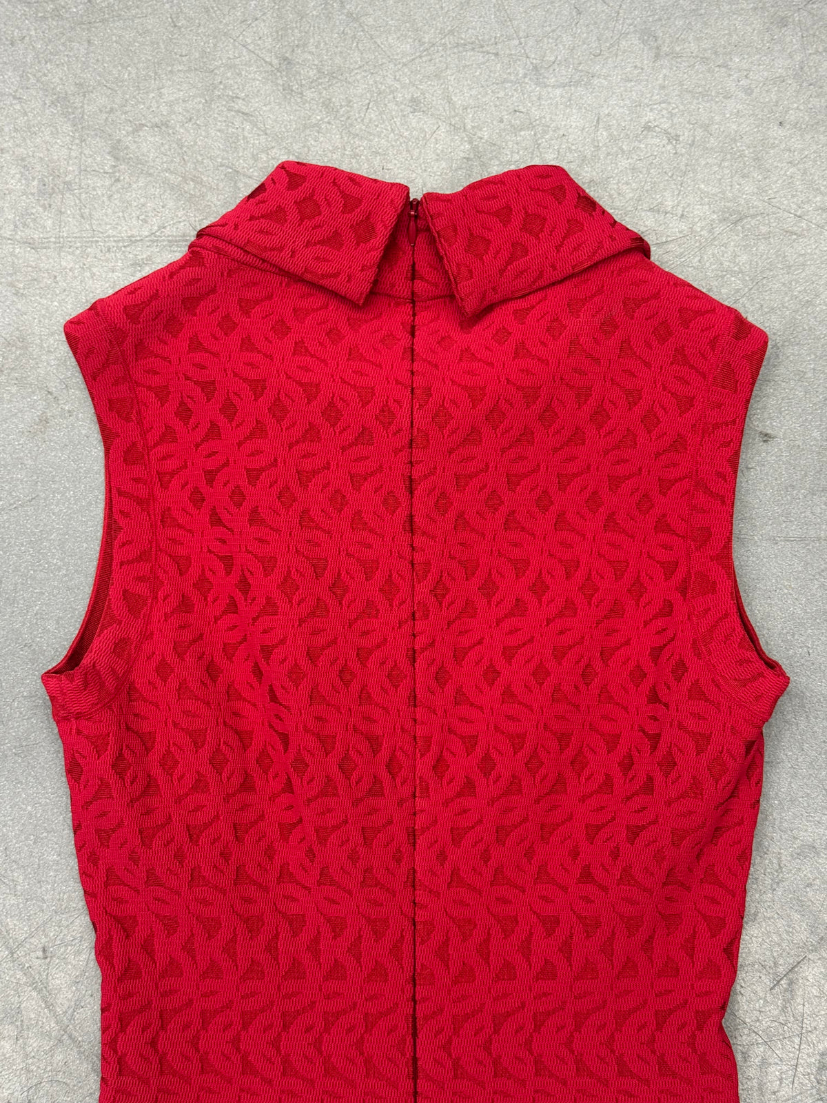 ALAIA JACQUARD SLEEVELESS DRESS - RED