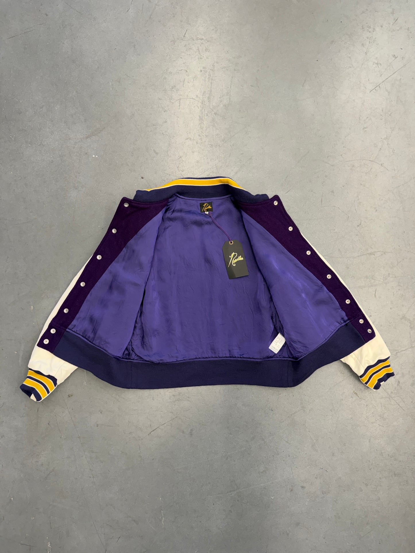 NEEDLES LETTERED WOOL MELTON JACKET - PURPLE