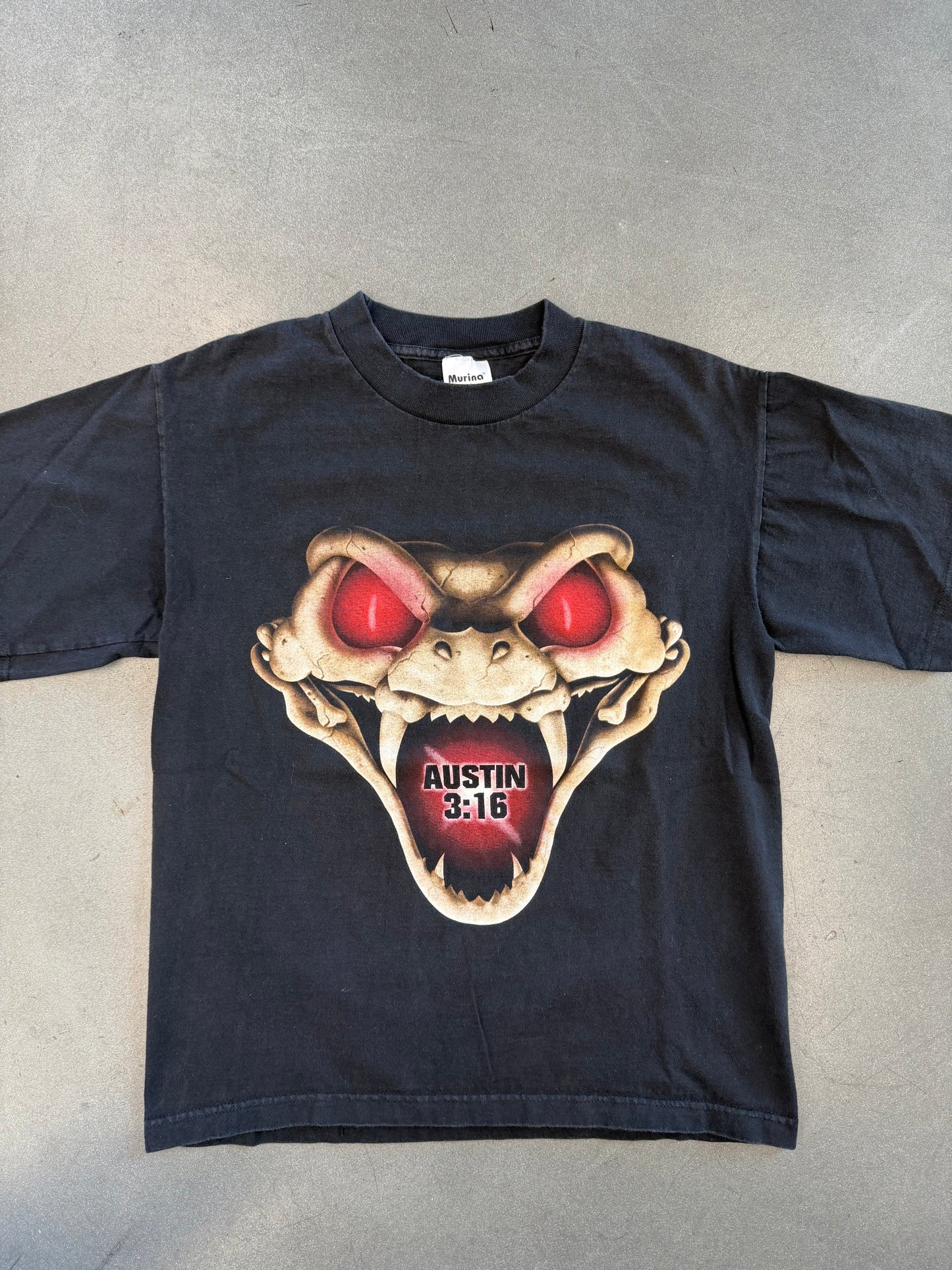 1998 WWF STONE COLD STEVE AUSTIN 3:16 "DON'T TRUST ANYBODY!" SNAKE HEAD TEE (MURINA TAG) - YOUTH