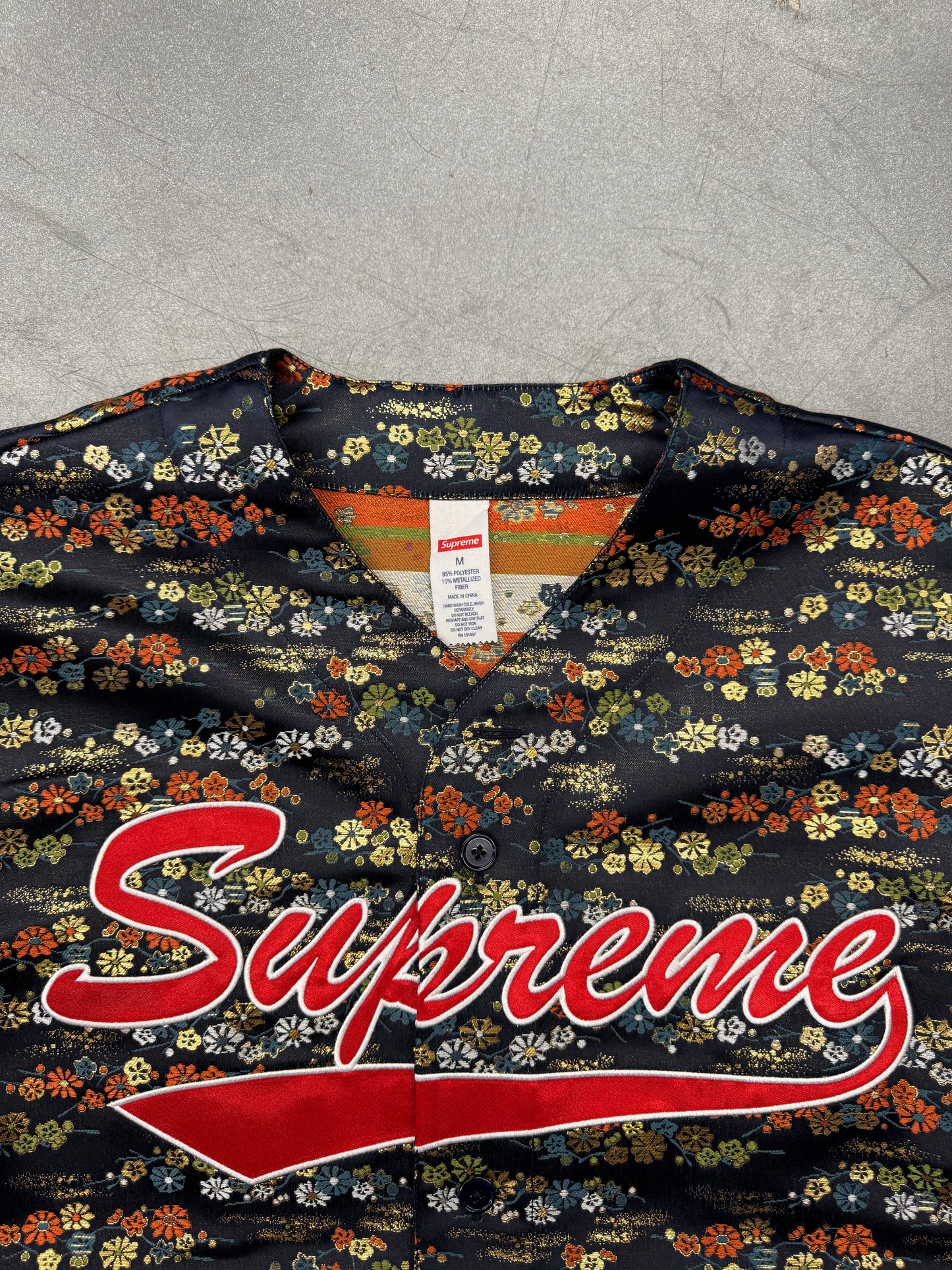 SS26 SUPREME FLORAL JACQUARD BASEBALL JERSEY