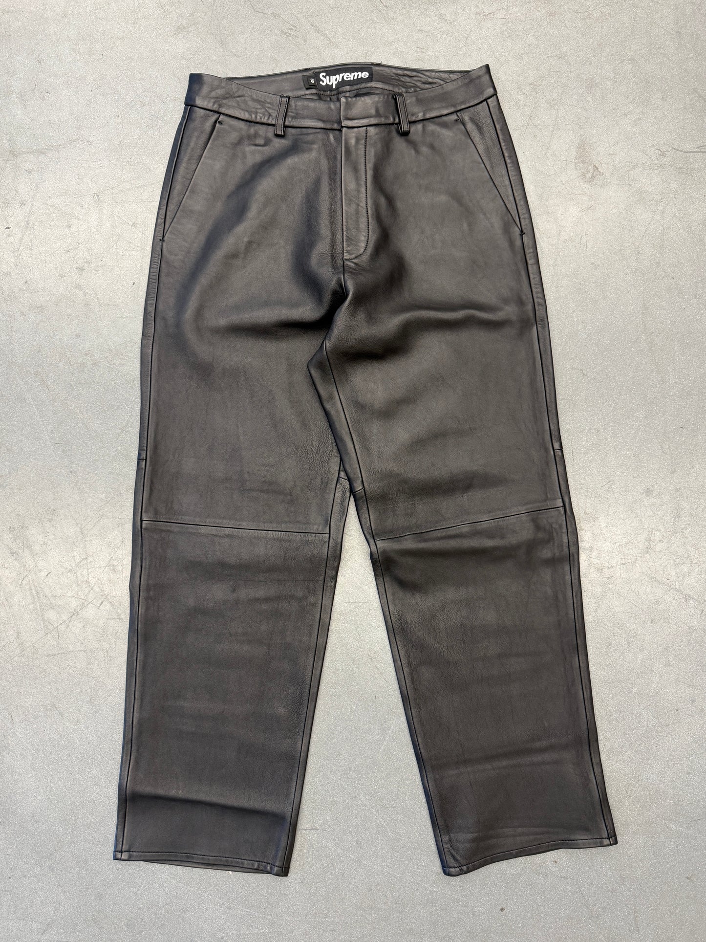 FW25 SUPREME LEATHER TROUSER - BLACK