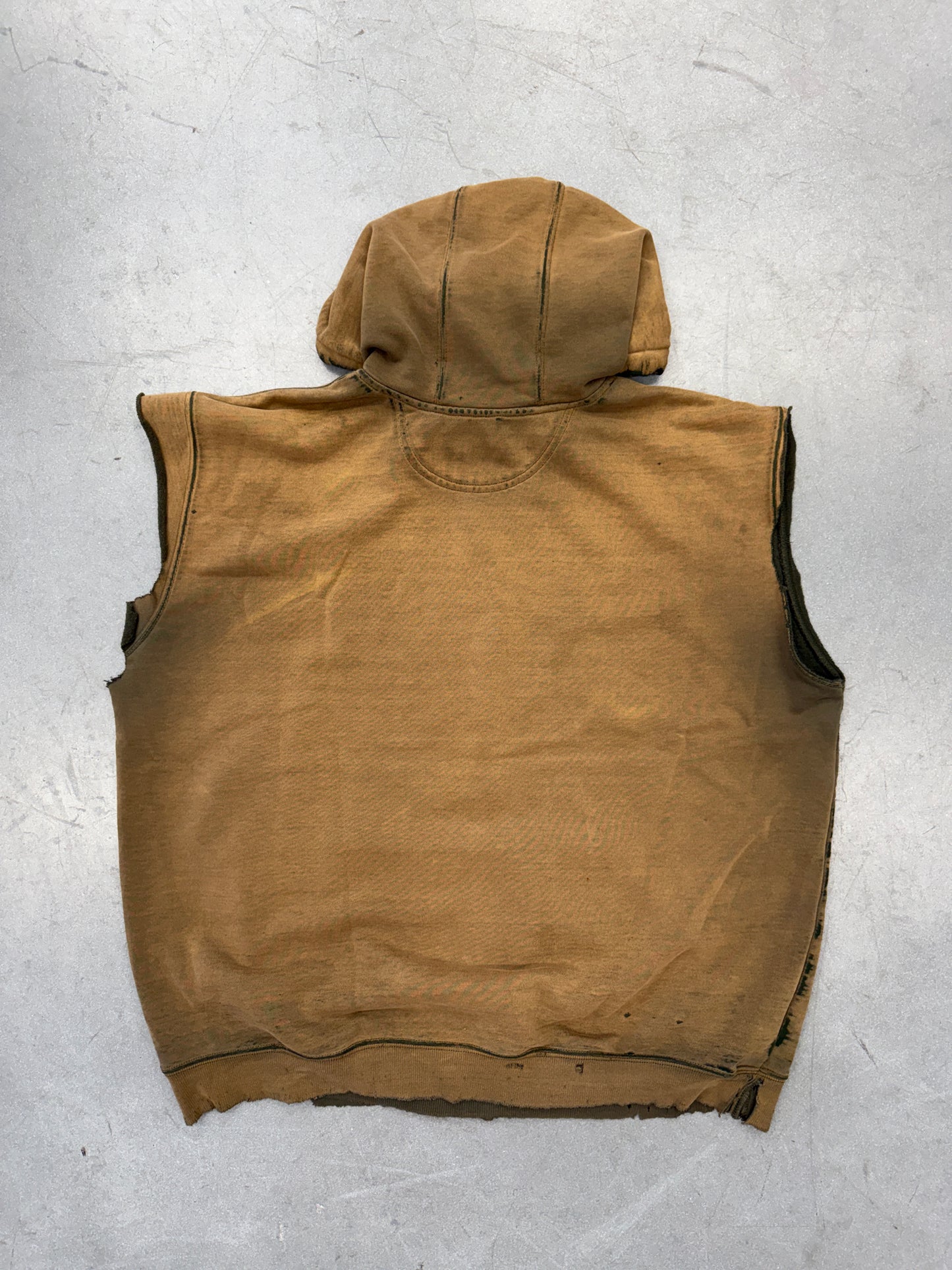 TYRANNY & MUTATION VINTAGE DISTRESSED SLEEVELESS CARHARTT HOODIE - GREEN