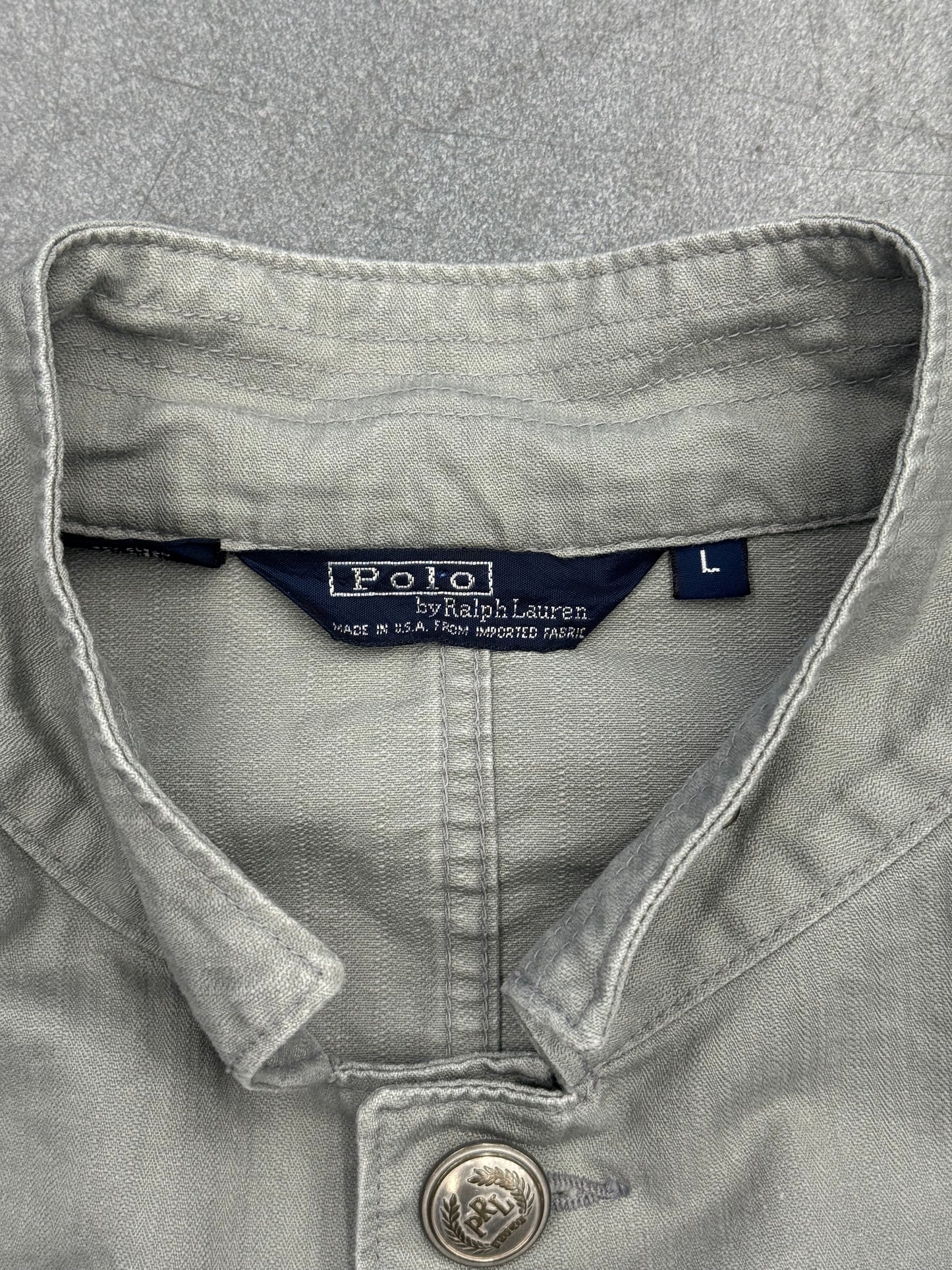 80S VINTAGE POLO RALPH LAUREN FIELD JACKET - GREY (AS SEEN ON ILAM GALLAGHER OF OASIS)