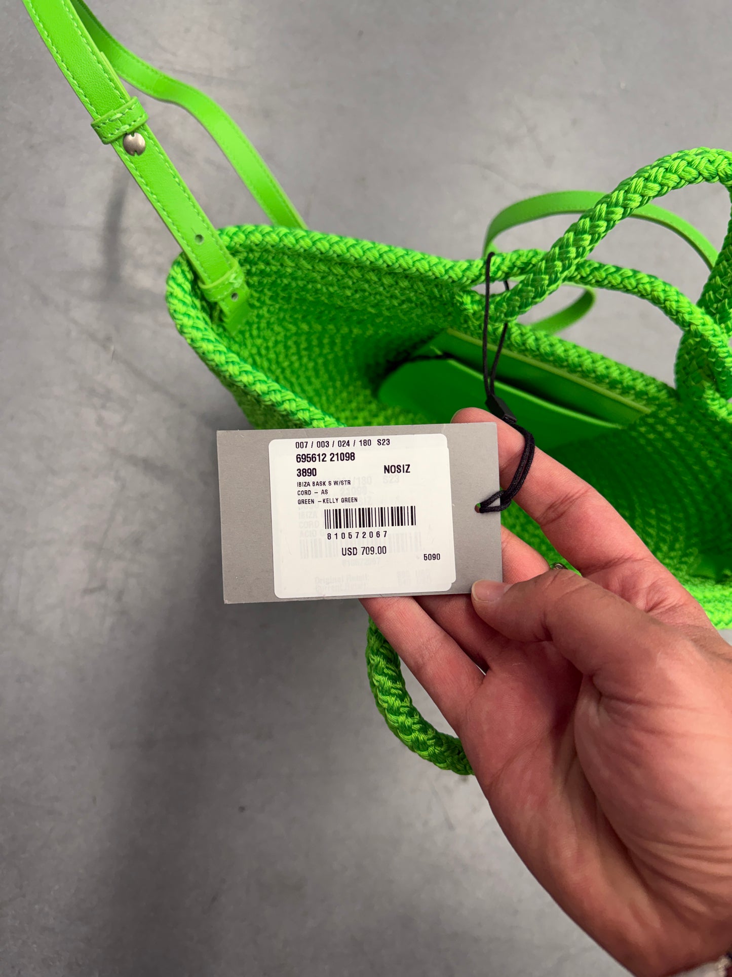 2023 BALENCIAGA IBIZA SMALL BASKET TOTE - GREEN