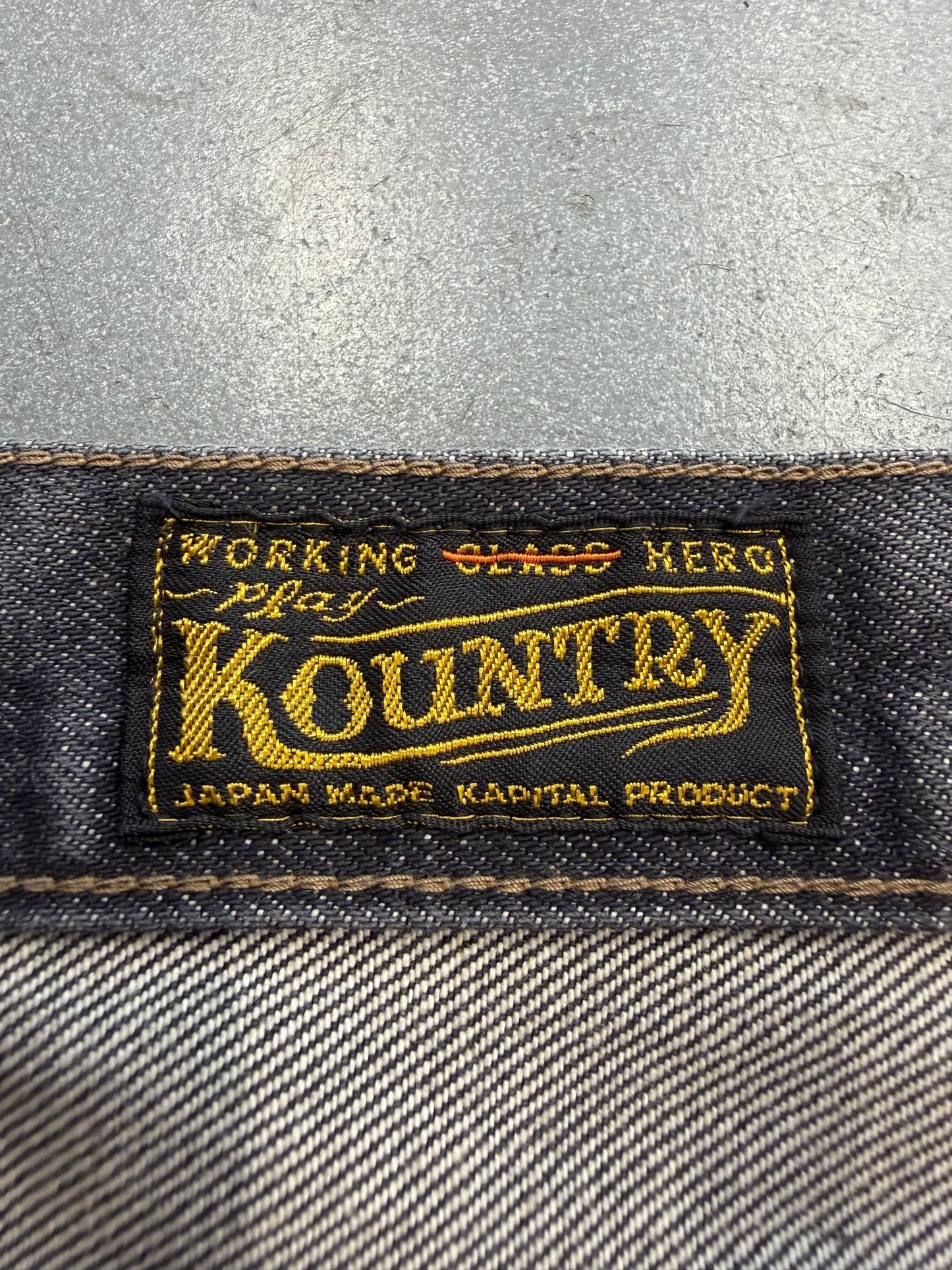 KAPITAL 14OZ DENIM 5P MONKEY CISCO GEMSTONE JEANS - BLACK