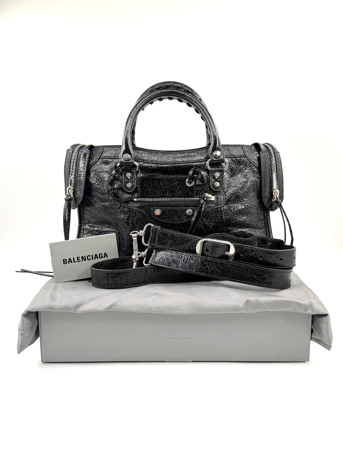 BALENCIAGA LE CITY SMALL LEATHER SHOULDER BAG