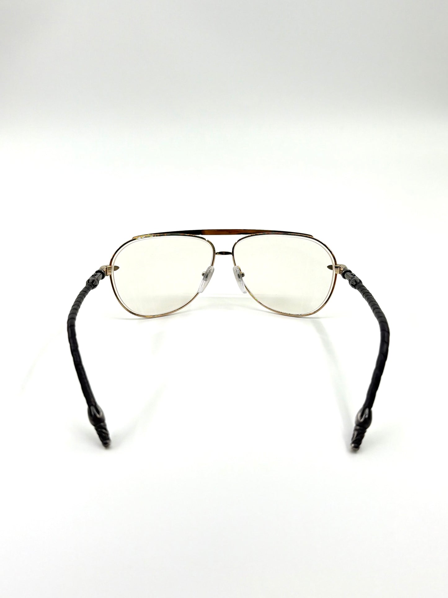 CHROME HEARTS 'MUNCHER' LEATHER HANDLES EYEGLASSES (PRE-OWNED W/ CASE)