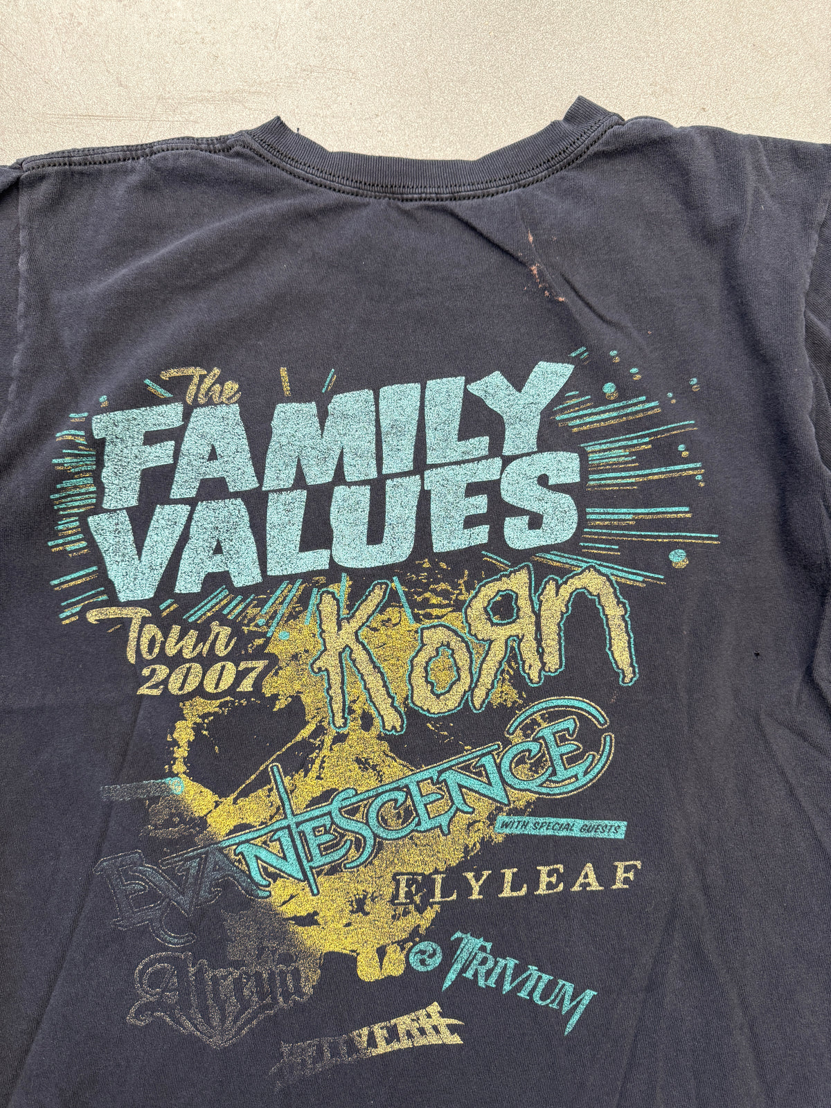 2007 THE FAMILY VALUES TOUR KORN EVANESCENCE FADED TEE (PULLED TAG)