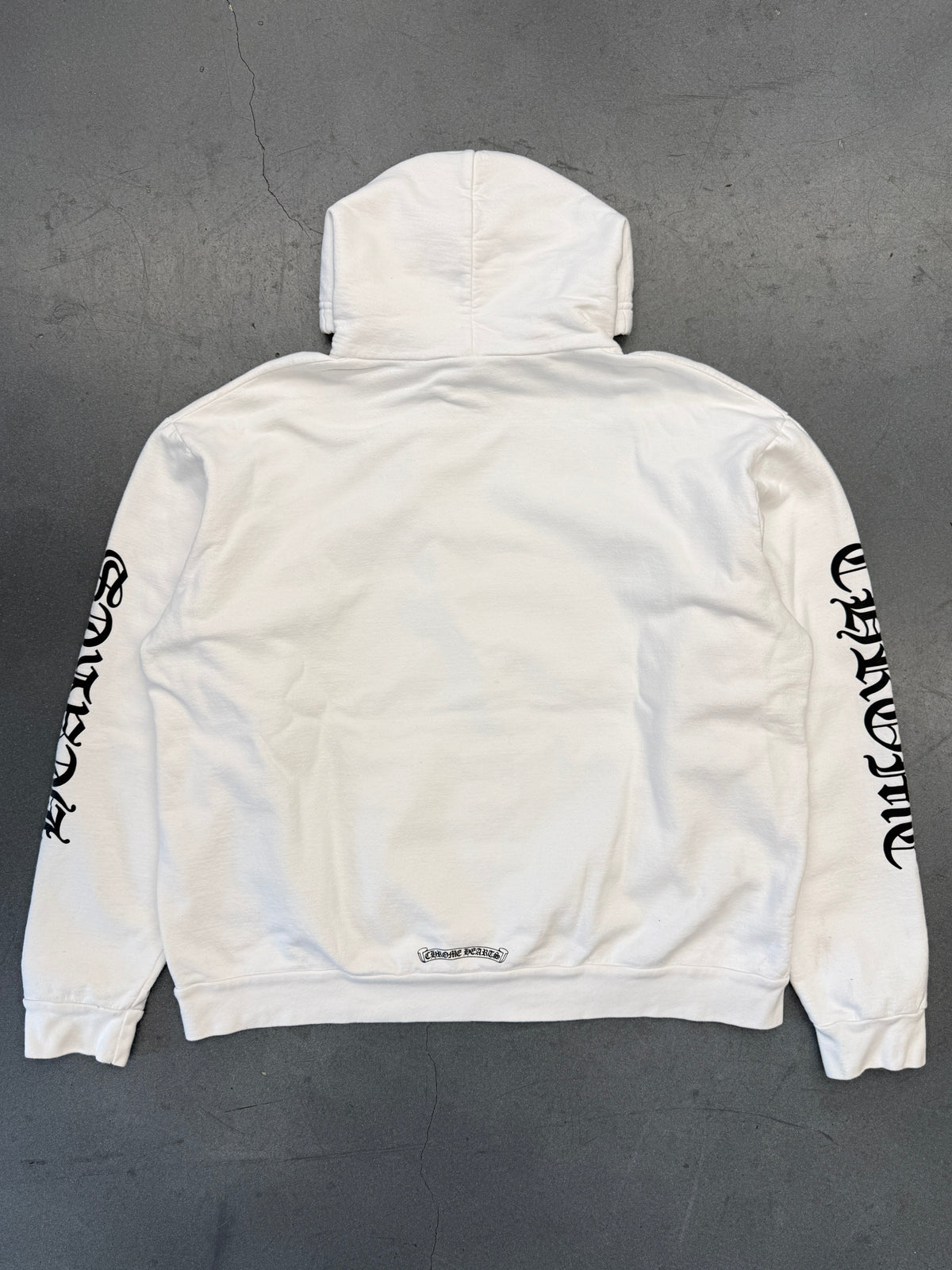 CHROME HEARTS VERTICAL LOGO PULLOVER HOODIE - WHITE/BLACK