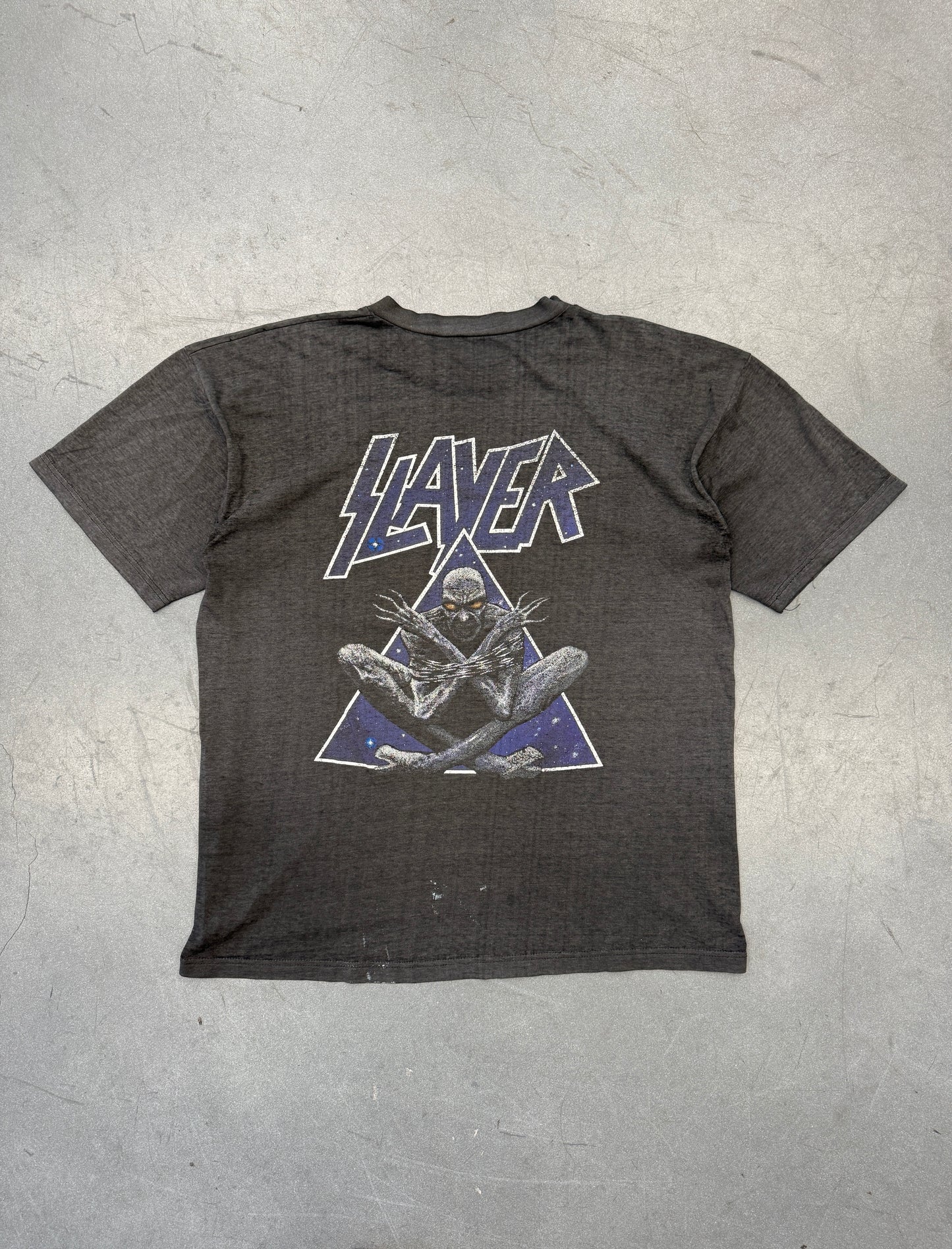 90'S SLAYER DIVINE INTERVENTION BACK HIT PAPER THIN TEE  (PULLED TAG)