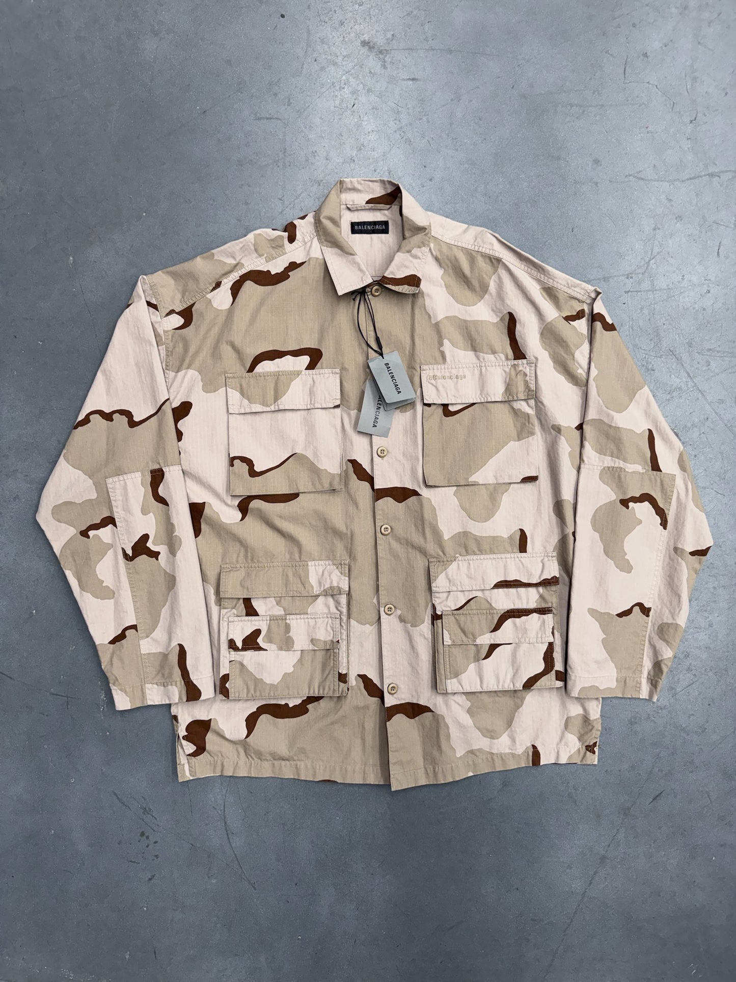 BALENCIAGA RIPSTOP CAMO OVERSIZED CARGO SHIRT (NWT)