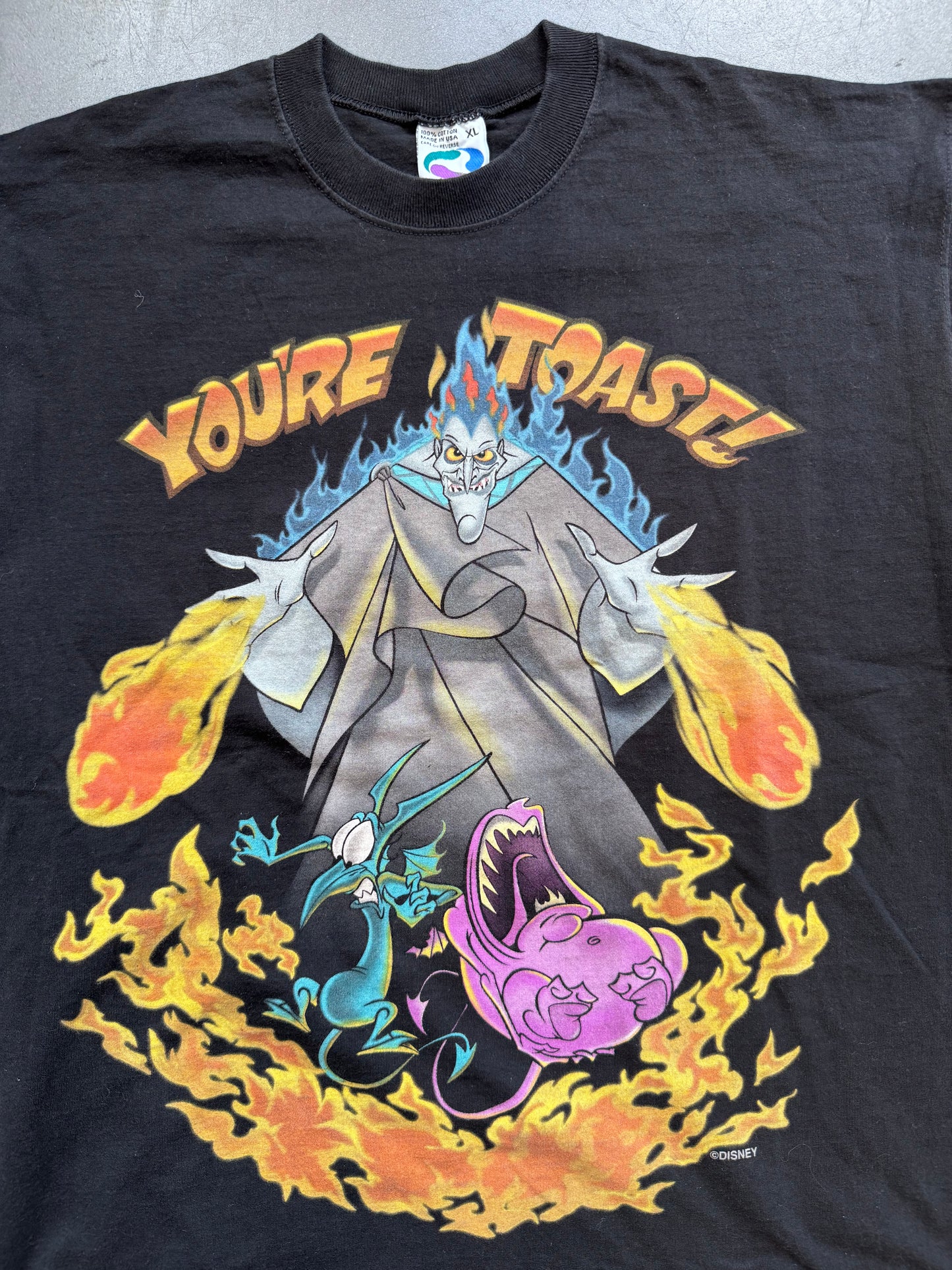 90'S DISNEY VILLIANS HADES HERCULES "YOU'RE TOAST!" TEE (LIQUID BLUE TAG)