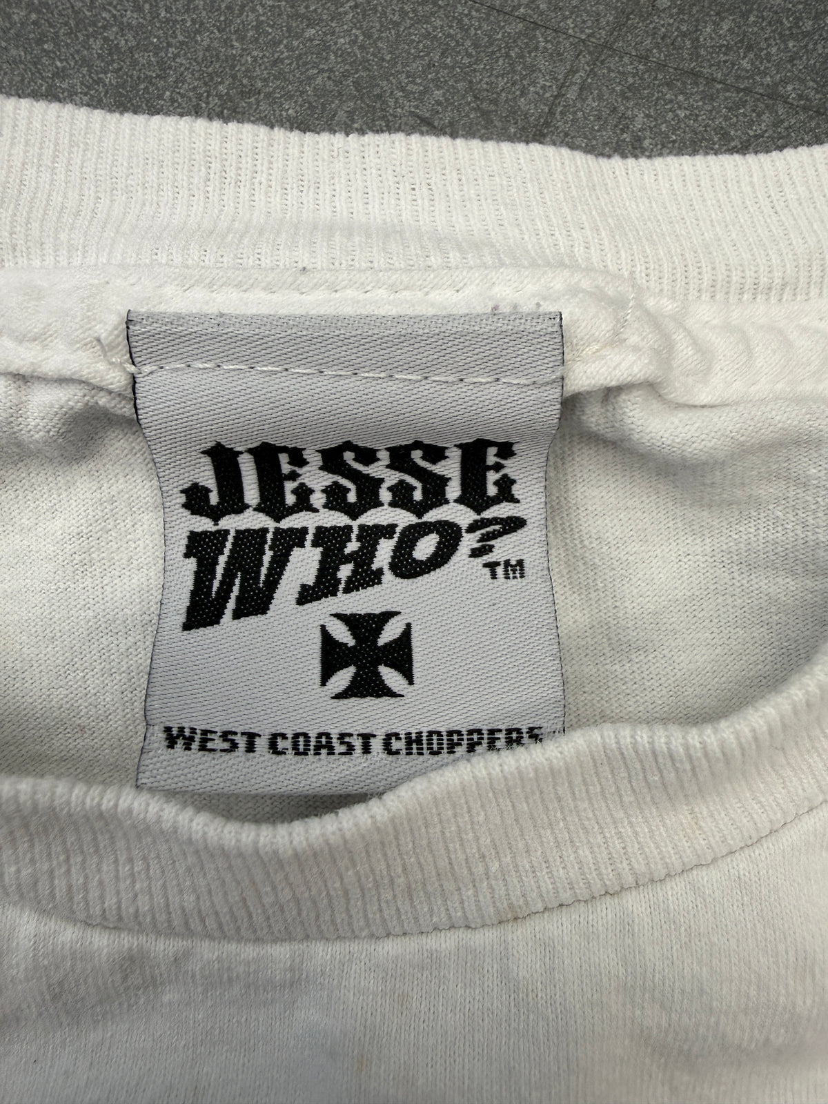 Y2K WEST COAST CHOPPERS BLUE/GREEN OUTLINE IRON CROSS LS MULLET TEE (JESSE WHO? TAGP