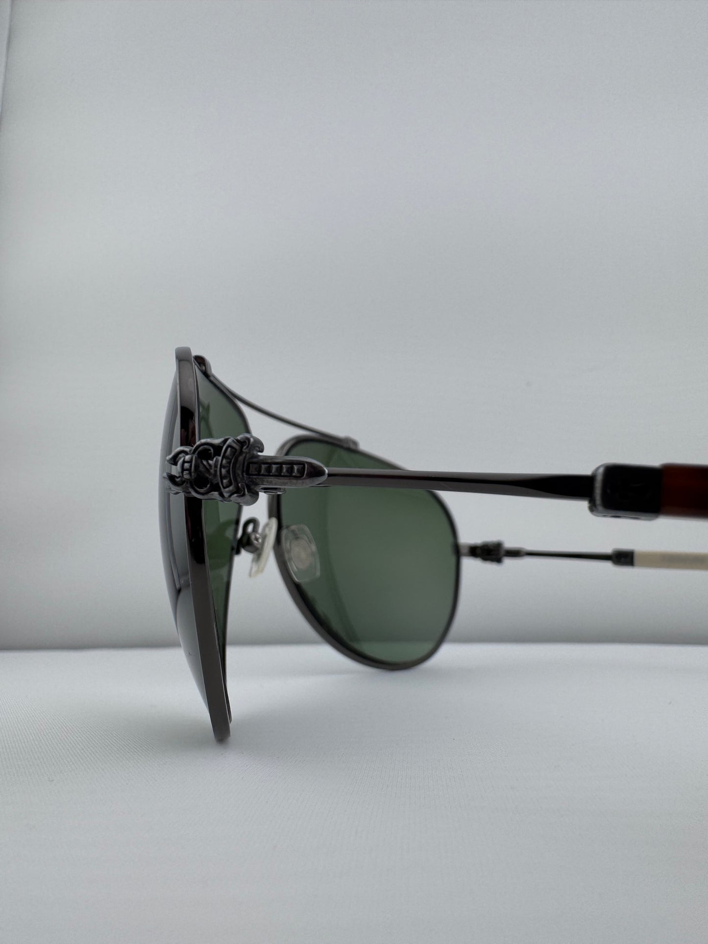 CHROME HEARTS STONED WHITE/BROWN SUNGLASSES (WITH CASE)