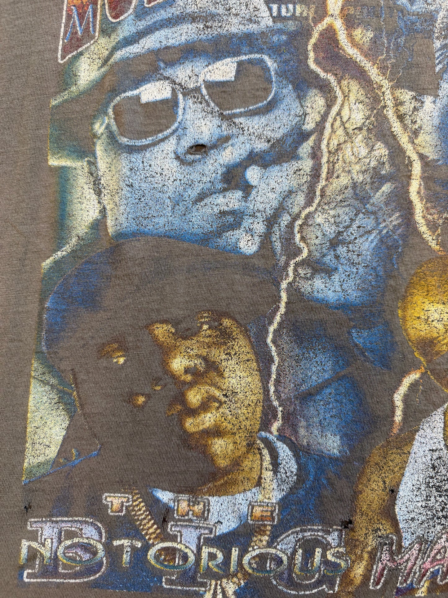 90'S IN MEMORY OF THE NOTORIOUS BIG MAKAVELI PLEASE STOP THE VIOLENCE RAP TEE (FADED TAG)