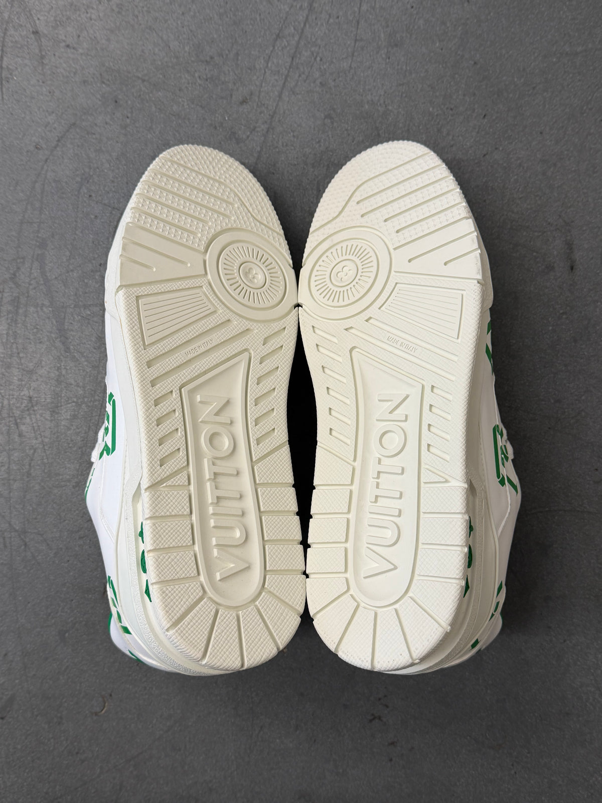 LOUIS VUITTON LV TRAINER UPCYCLED SNEAKERS - WHITE/GREEN (LV 8 / US 9)