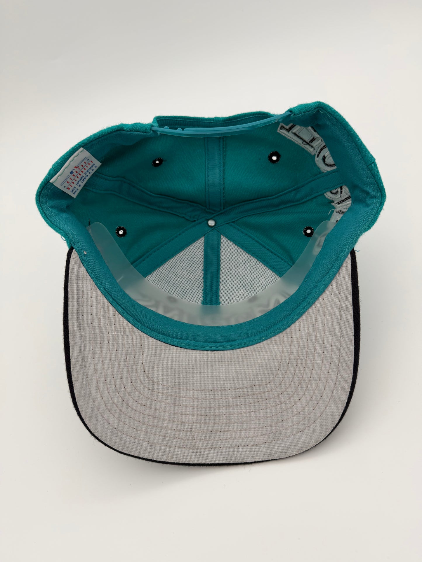 90'S FLORIDA MARLINS GRAFFITI SNAPBACK HAT TEAL/BLACK (GENUINE MERCHANDISE TAG)