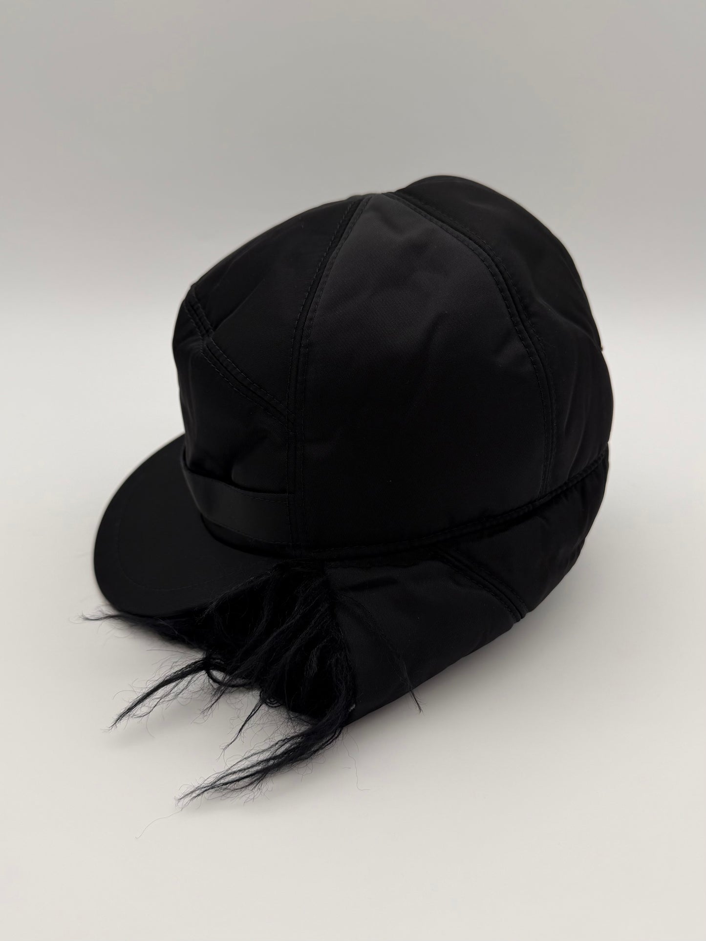 PRADA NYLON FAUX FUR TROOPER HAT