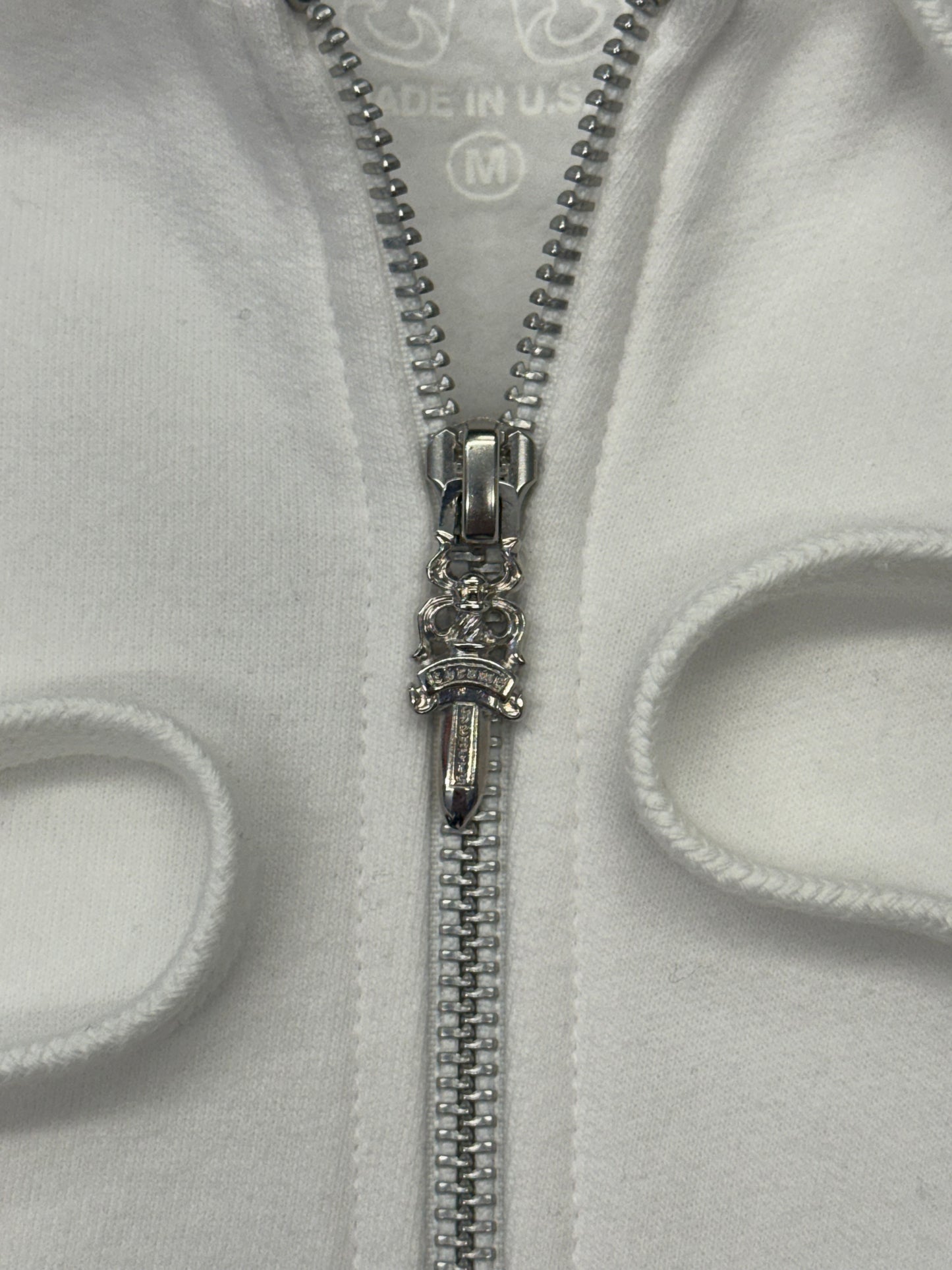 CHROME HEARTS T-BAR ZIP UP HOODIE - WHITE