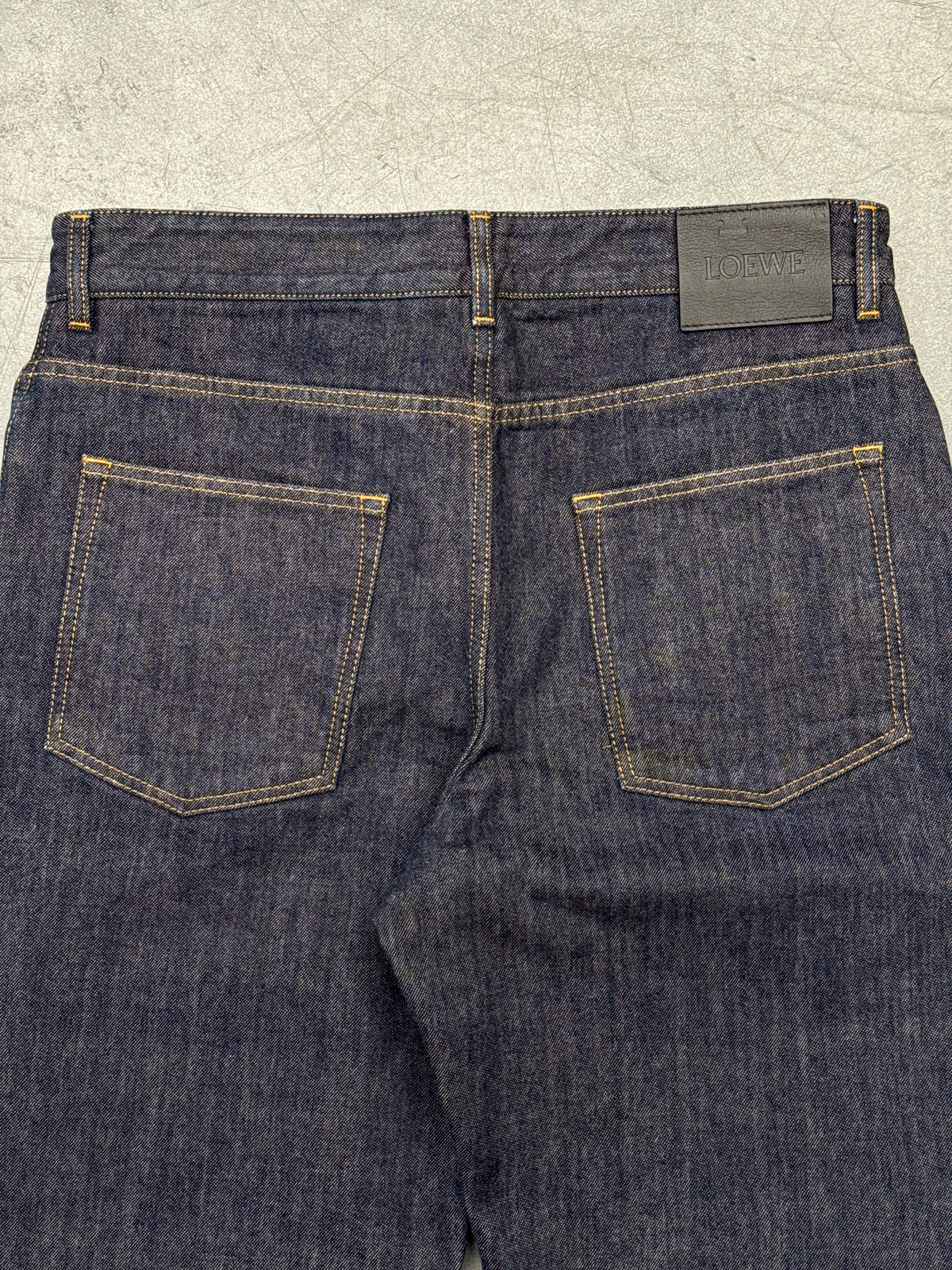 2025 LOEWE TURN-UP DOUBLE-FACE DENIM JEANS - RAW DENIM