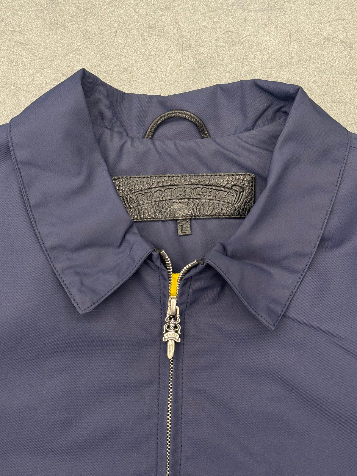 CHROME HEARTS NYLON CROP WOMENS JACKET EXTRA PATCH - NAVY/YELLOW