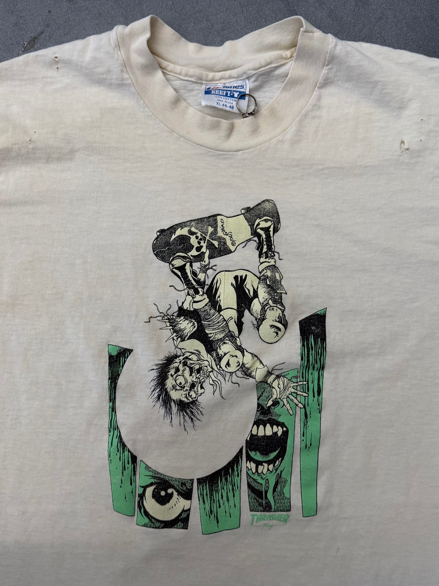 90'S THRASHER PUSHEAD TEE (HANES BEEFY-T TAG)
