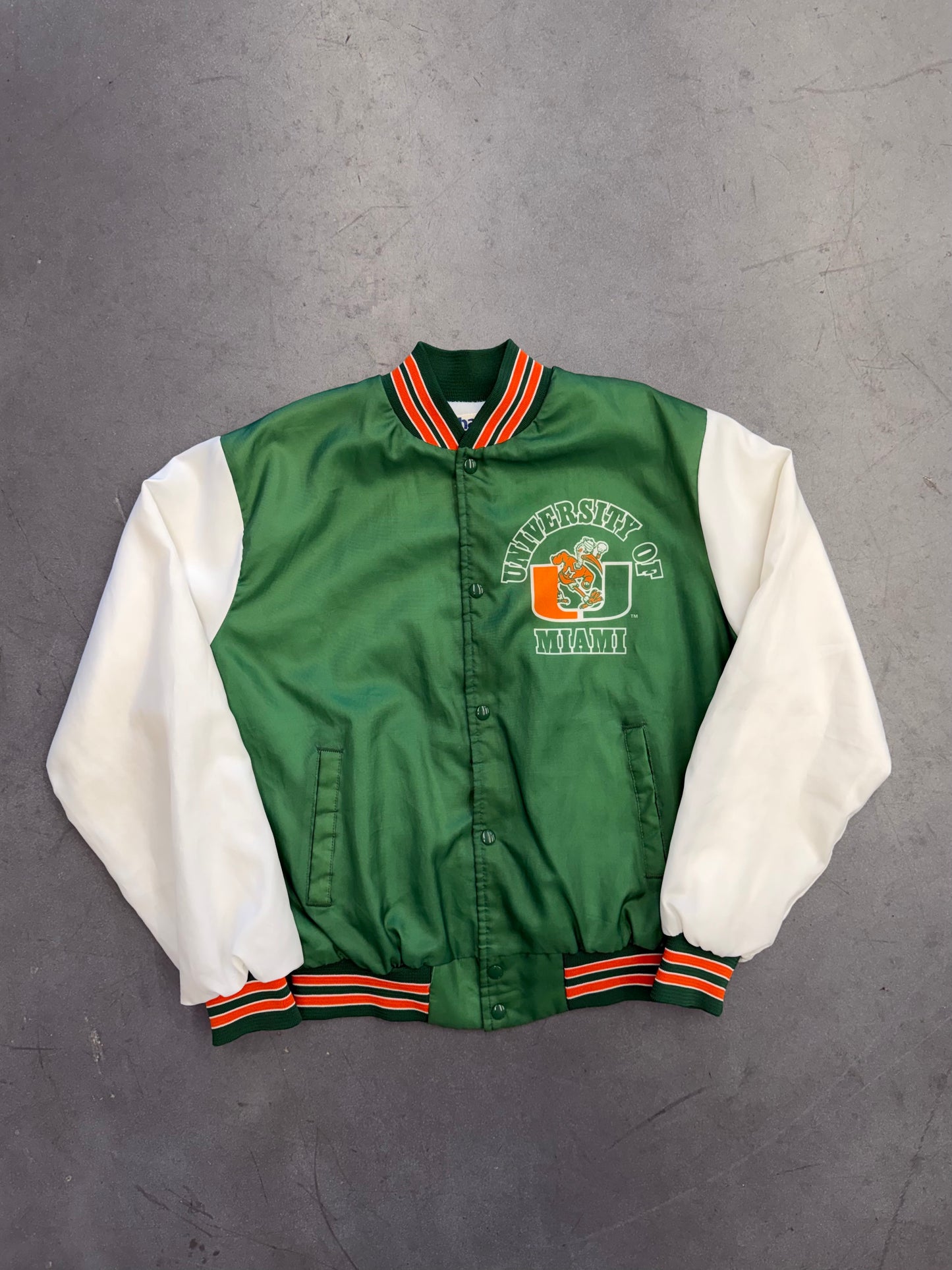 90S UNIVERSITY OF MIAMI HURRICANES FANIMATION CHALK LINE JACKET