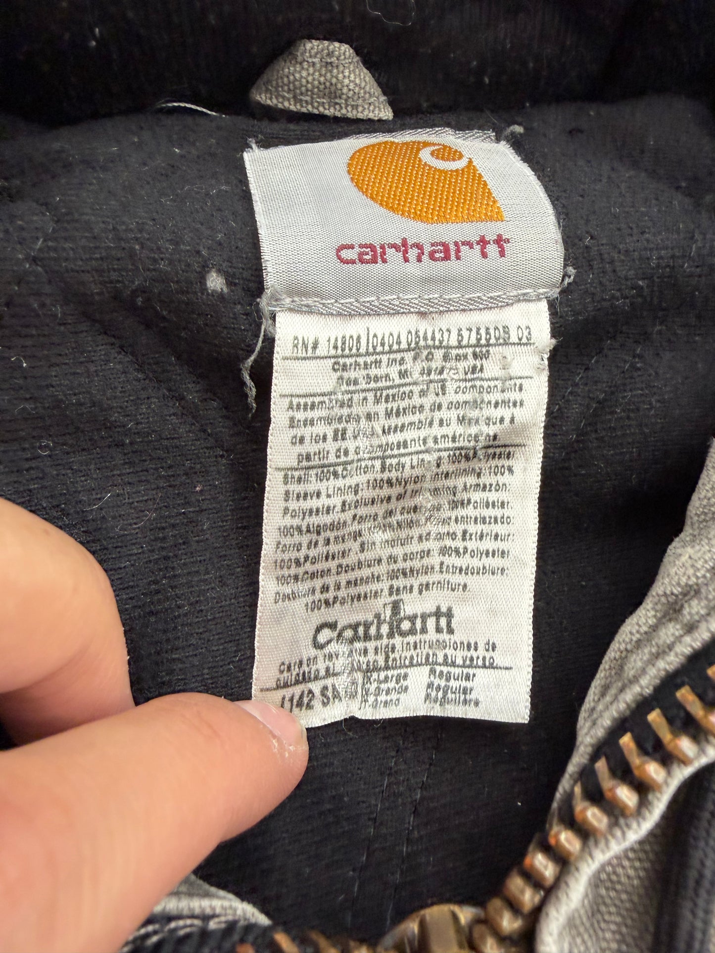 2000'S CARHARTT INSULATED CANVAS HOODIE (BROKEN ZIPPER) - GRAY (J142SAG XL)