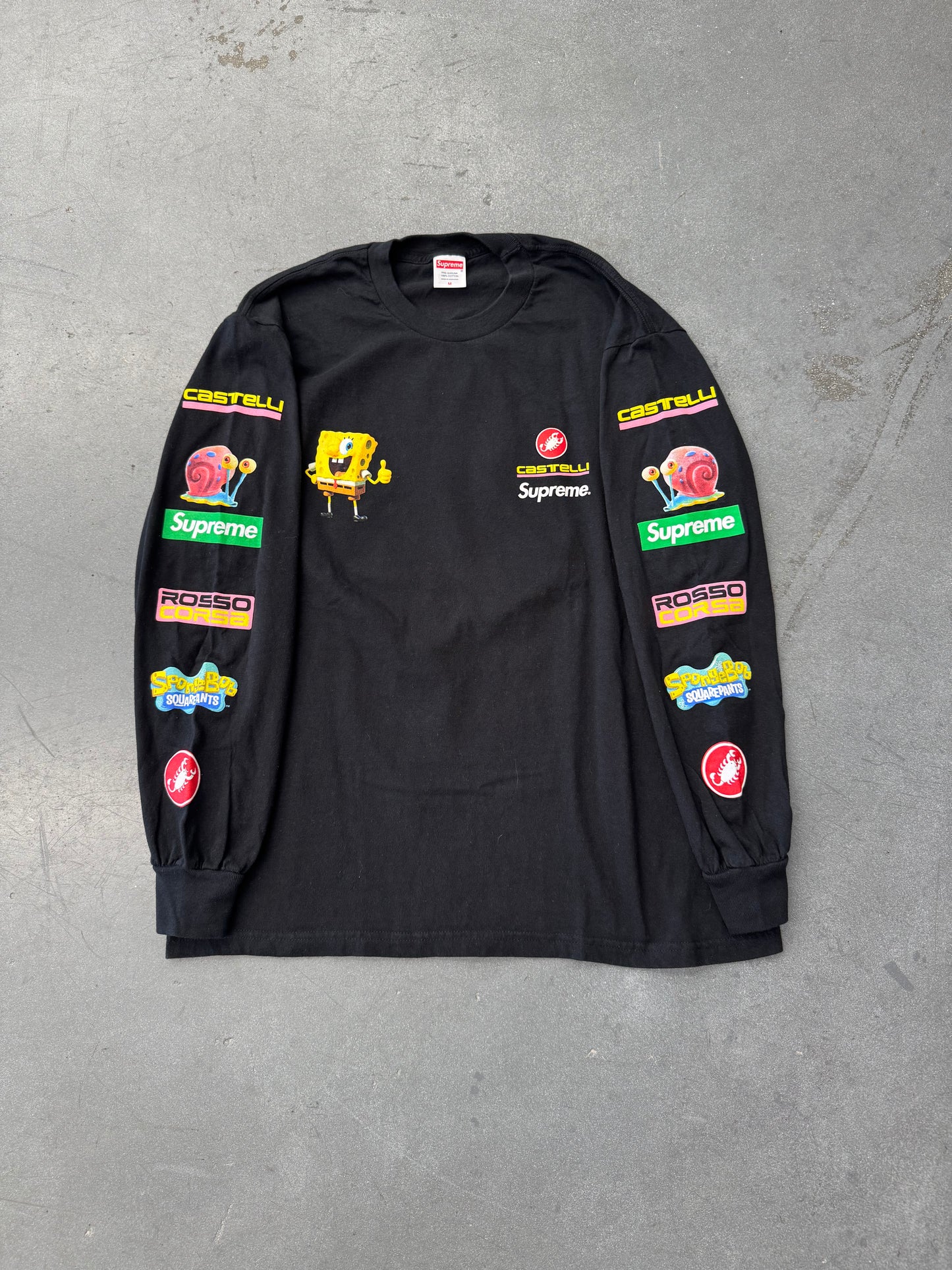 SS25 SUPREME SPONGEBOB/CASTELLI RACING LS TEE - BLACK
