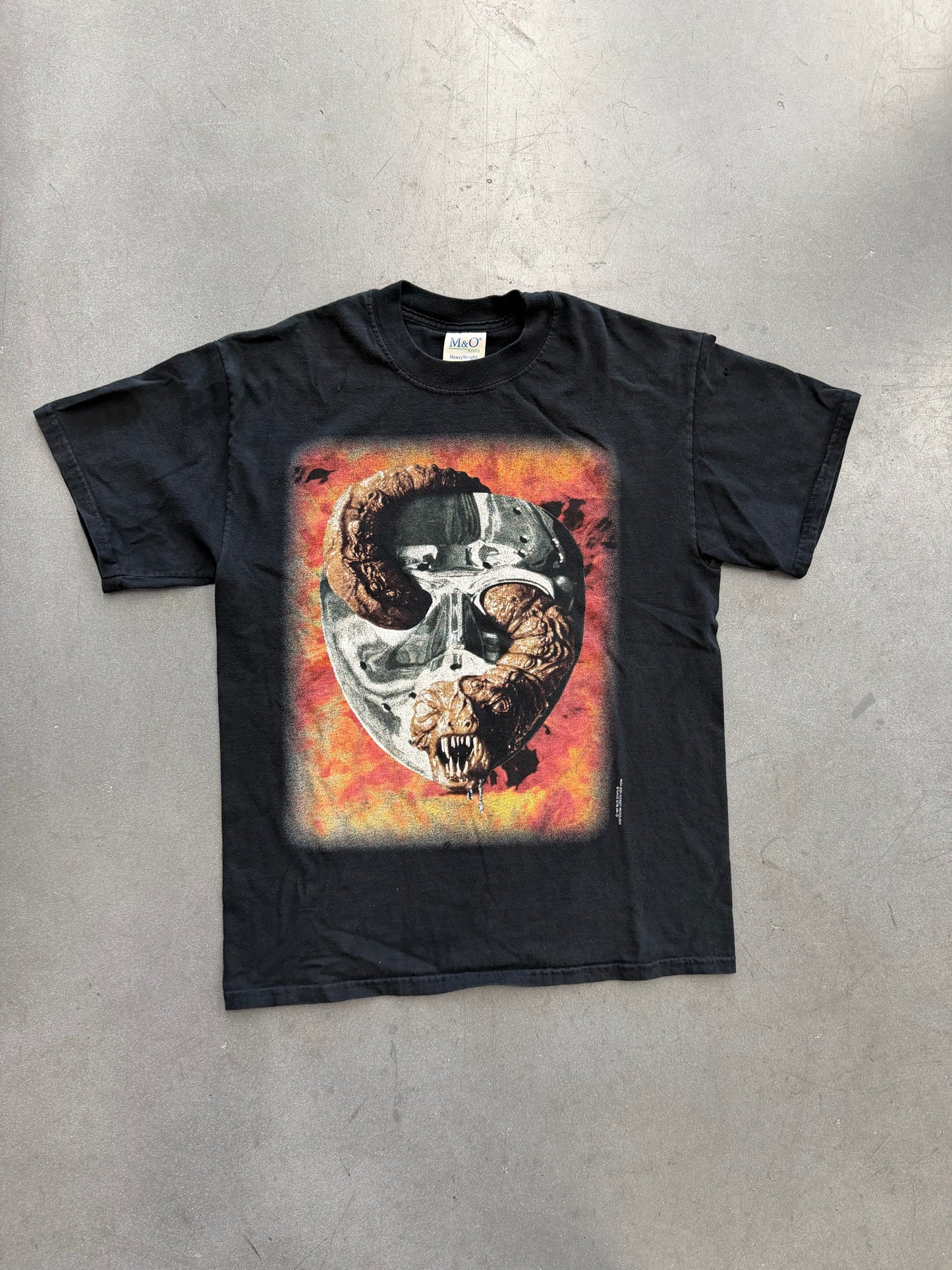 1997 JASON GOES TO HELL ‘EVIL HAS FINALLY FOUND A HOME’ BLUE GRAPE TEE (M&O KNITS TAG)