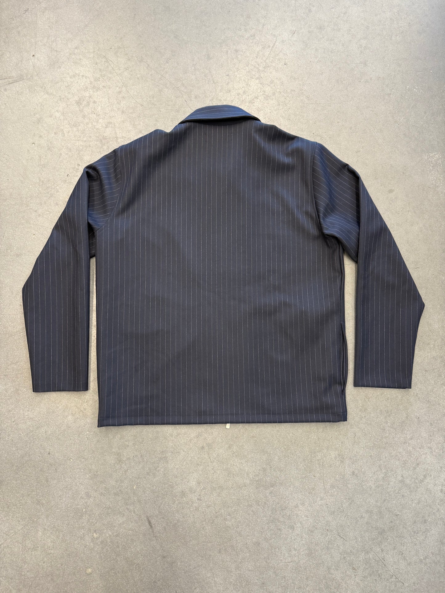 KITH DOUBLE WEAVE FULL ZIP STRIPED COACHES JACKET - NAVY