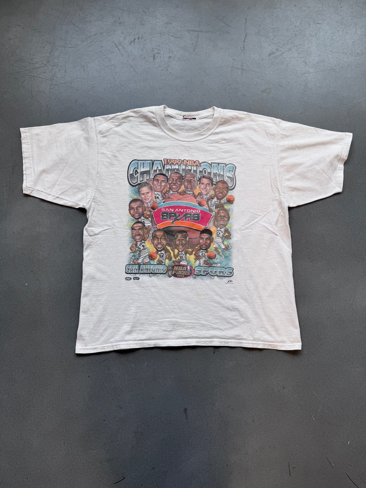 1999 SAN ANTONIO SPURS NBA CHAMPIONS PRO PLAYER TEE (CUT TAG)