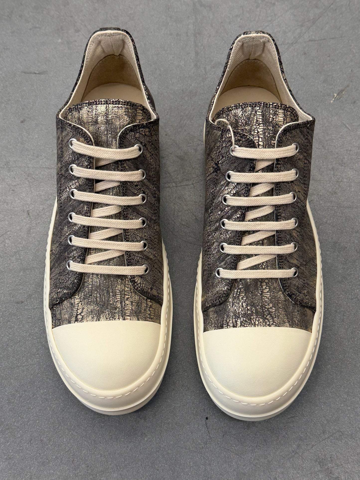 RICK OWENS DRKSHDW LOW-TOP  RAMONES SNEAKS - DARK GOLD