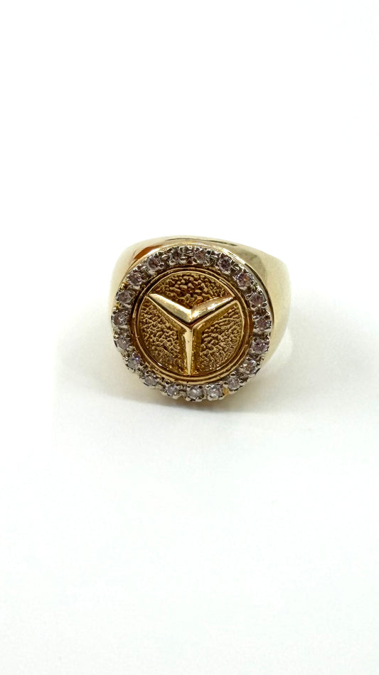 MERCEDES-BENZ LOGO DIAMOND 14K GOLD SIGNET RING