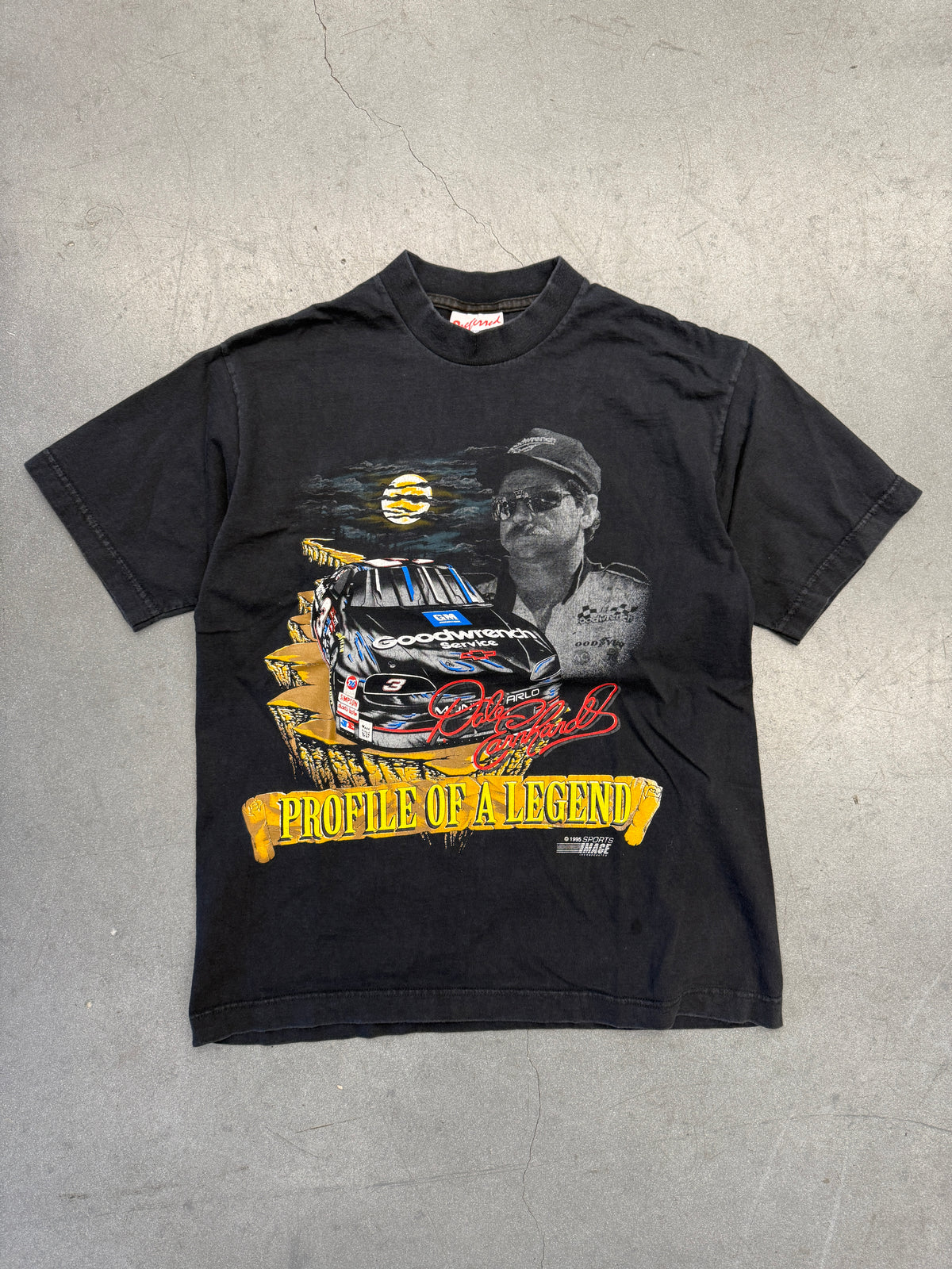 1995 PROFILE OF A LEGEND DALE EARNHARDT NASCAR TEE (PREFERRED SPORTSWEAR TAG)
