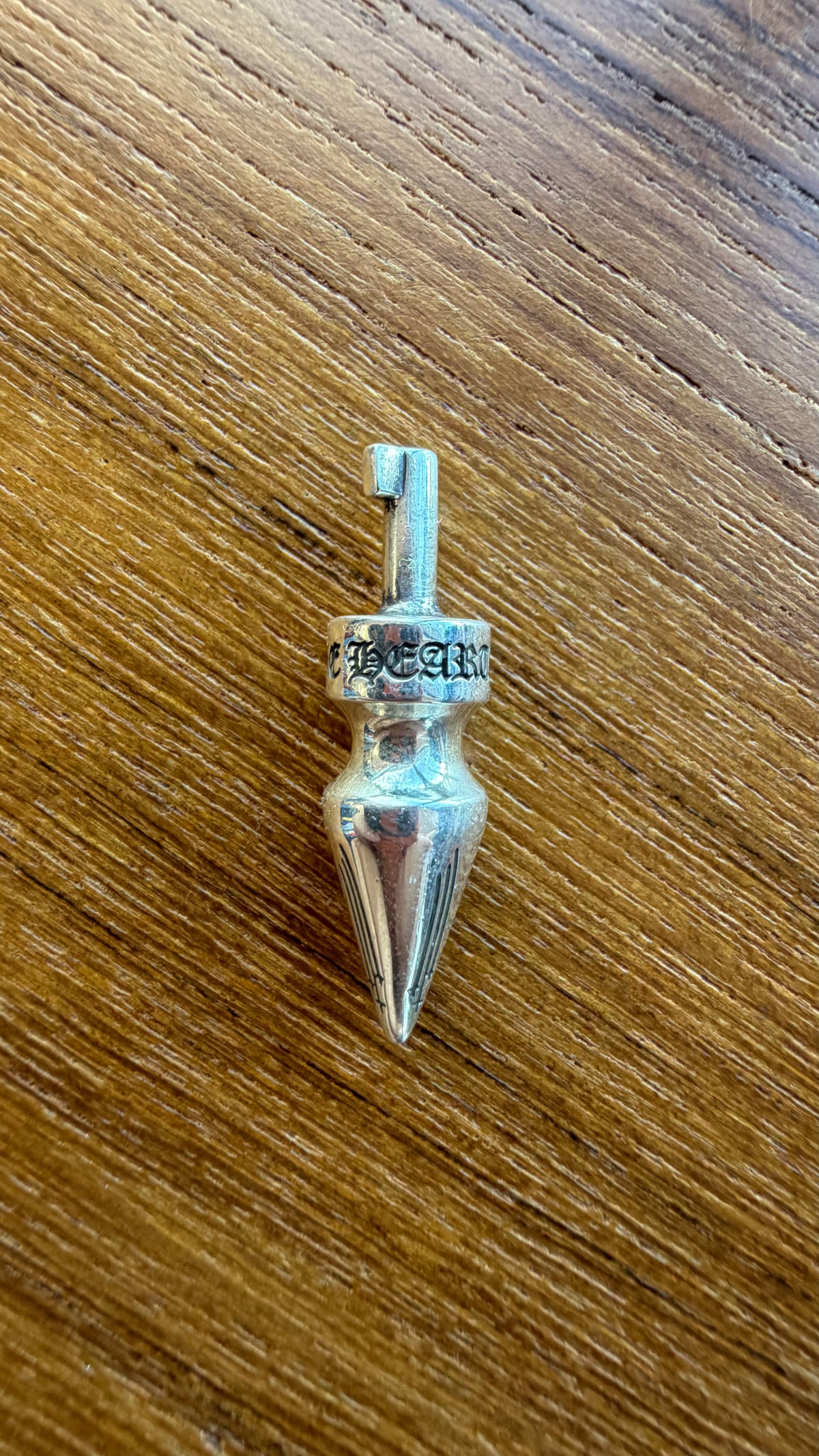 CHROME HEARTS LOVE'S NOT DEAD SILVER FLEUR LOCK PENDANT AND SPIKE KEY