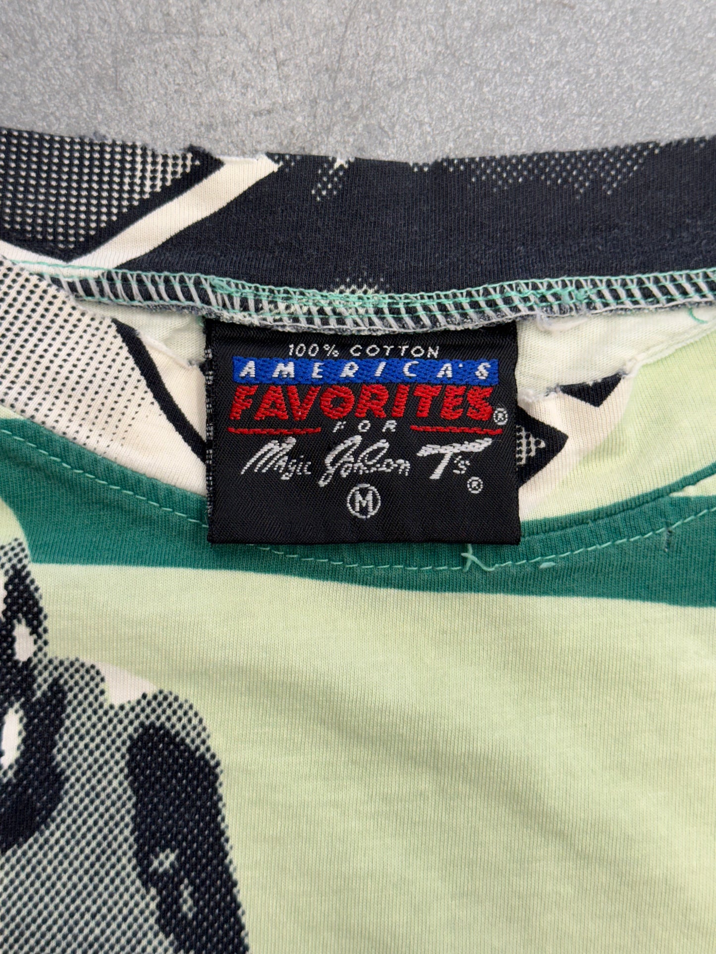 1994 MIAMI DOLPHINS MAGIC JOHNSON AOP TEE (AMERICA'S FAVORITES TAG)