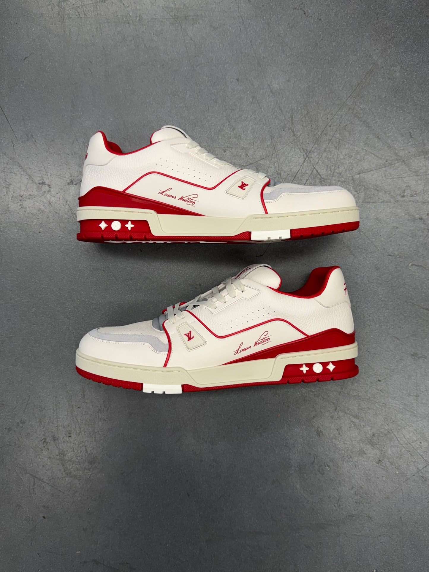 SIZE 12 LOUIS VUITTON LV TRAINER SNEAKER - RED/WHITE