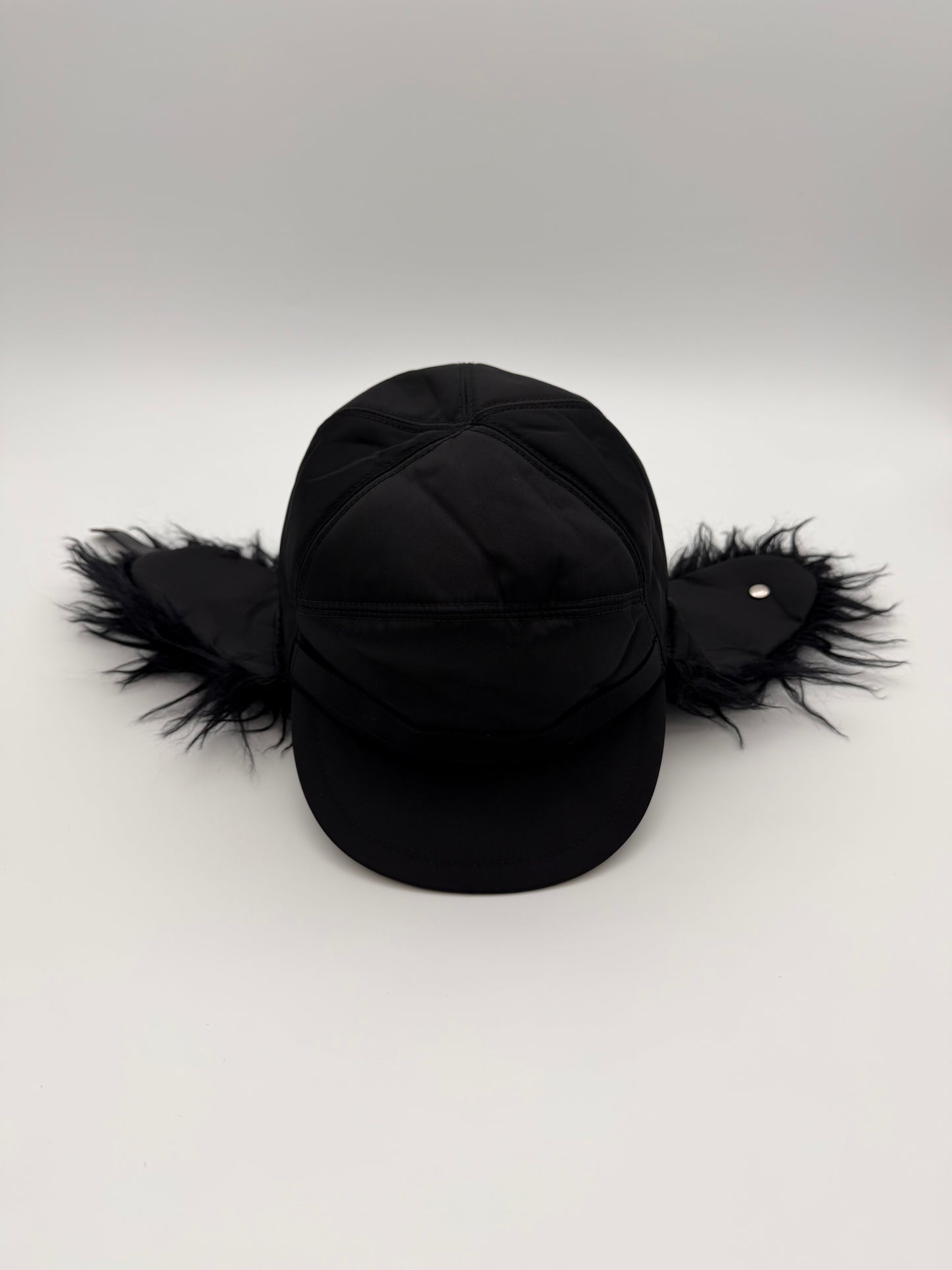 PRADA NYLON FAUX FUR TROOPER HAT