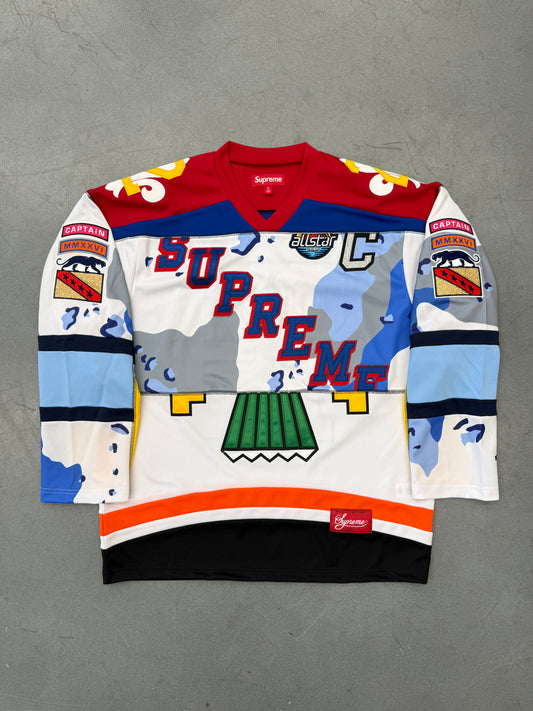 SS26 SUPREME PANELED HOCKEY JERSEY - WHITE